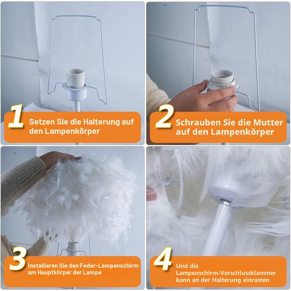 Elegante und modische Feder Stehlampes,Weiße Moderne Feder Stehlampe für Schlafzimmer, Wohnzimmer,Arbeitszimmer