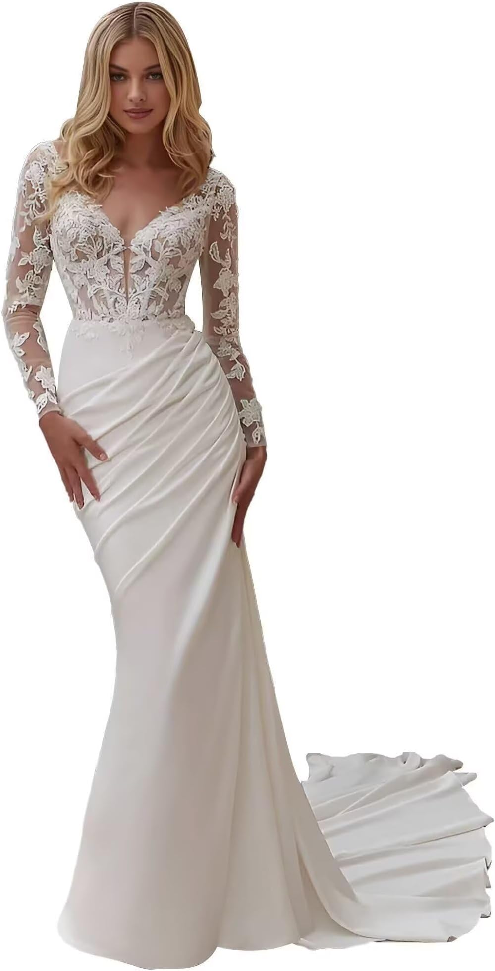 Simple Chiffon Lace Wedding Dresses for Bride 2025 Beach Boho Tulle Bridal Dress for Wedding
