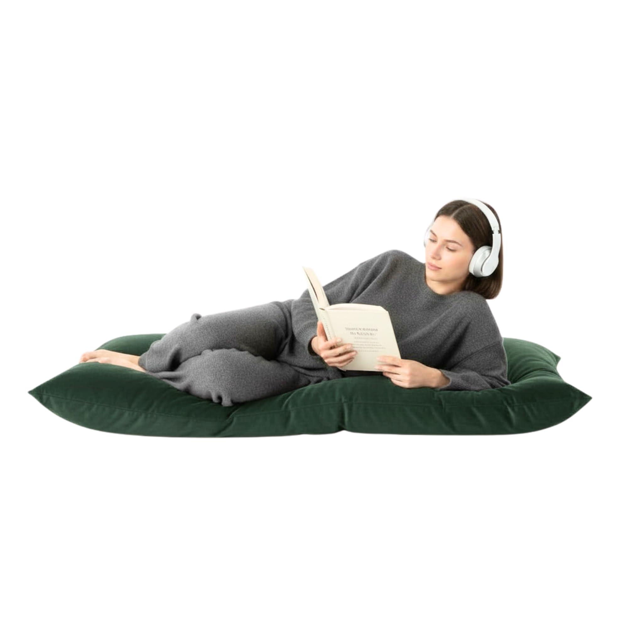 Kosiproducts Beanbag Floor Cushions Pillow Plush Velvet 100% Soft Polyester-Bottle Green-84x65 — image 1