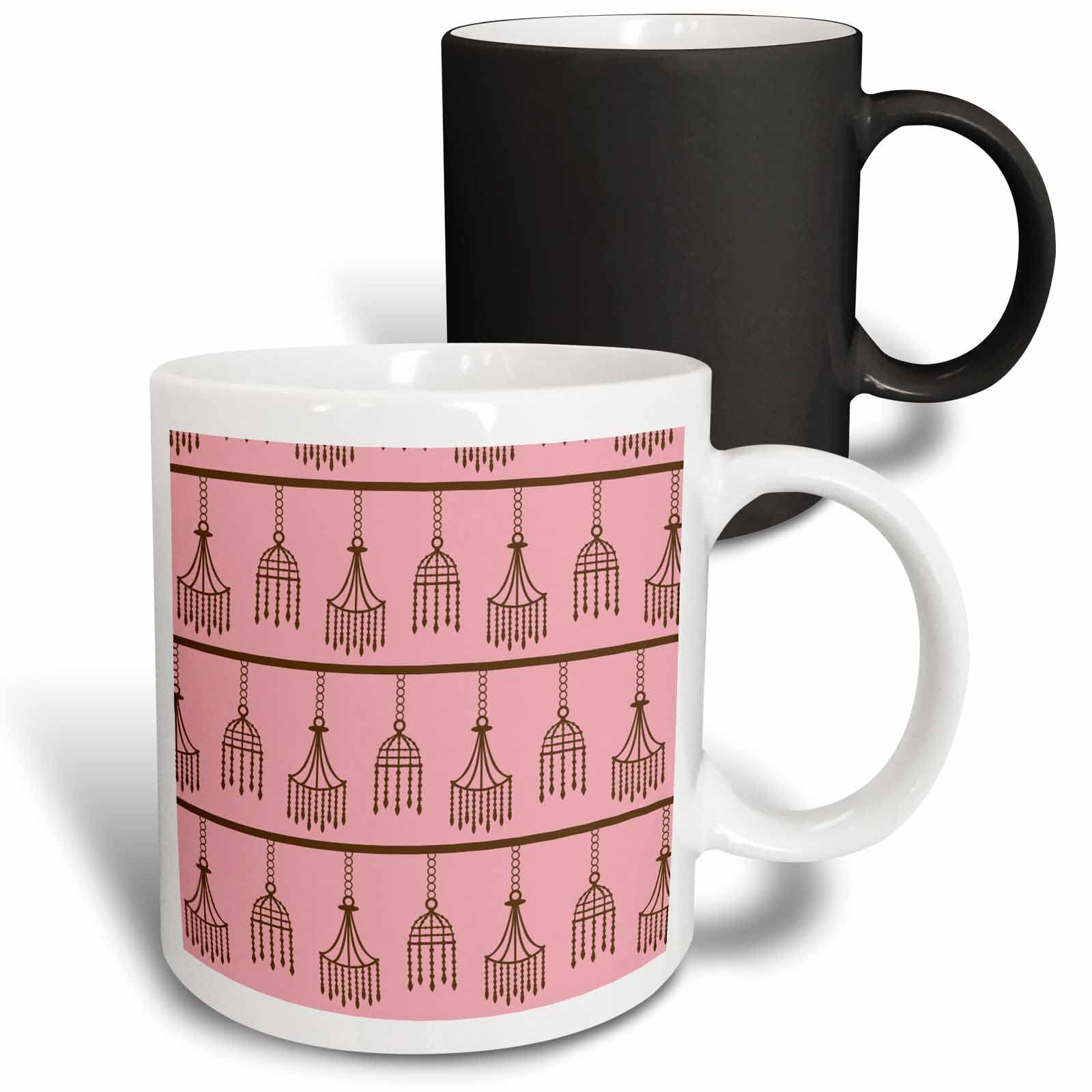 3dRose PS Fun Art - Pink and Brown Chandeliers Glamour Chic Art - Mugs (mug_63492_3)