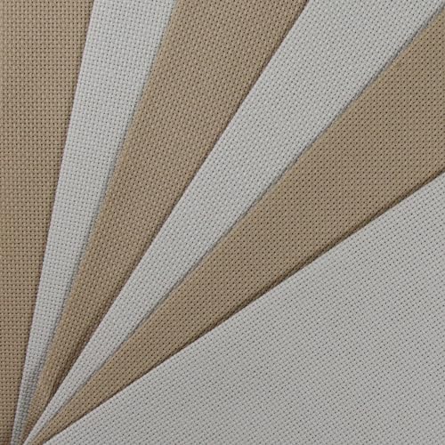 Image of KCS 4 /6 pc of 12 inch x 18 inch(30cmx45cm) 18CT Counted Cotton Aida Cloth Cross Stitch Fabric (6 pc,Pearl Grey+Khaki)