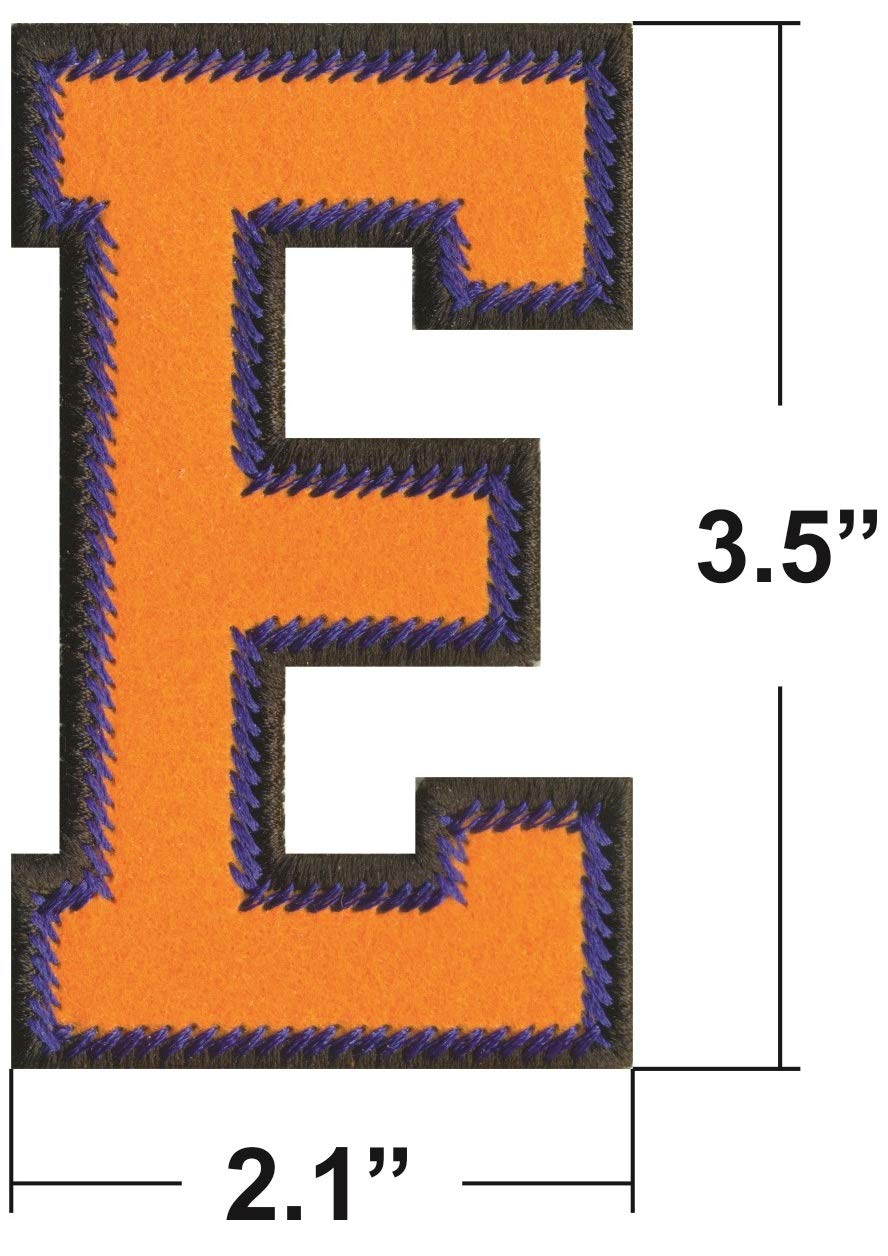 Model Wear - Alphabet A - Z Embroidered Appliques Patches - Black/Orange (E)