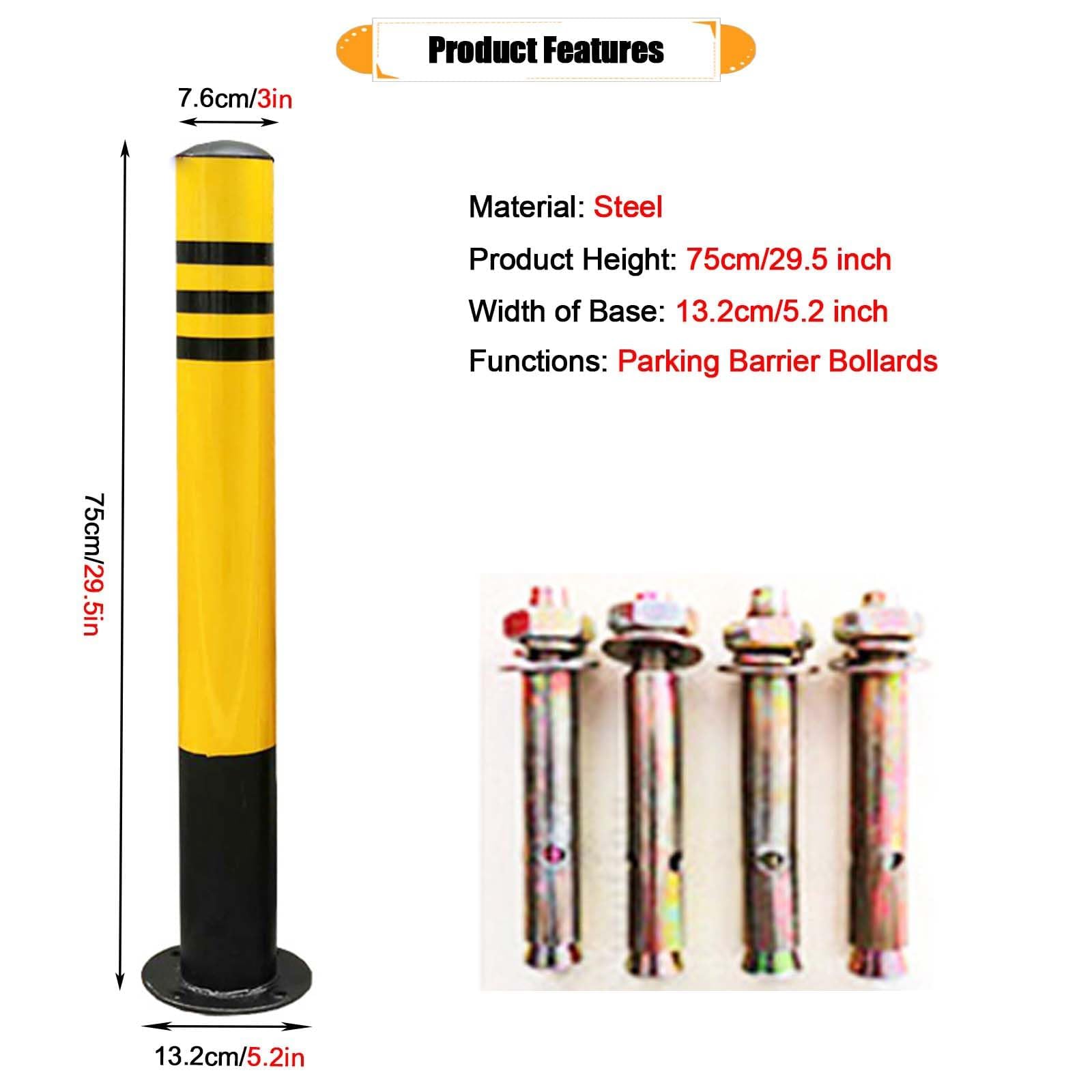 Bolardos de seguridad para estacionamiento, bolardos de barandilla móviles/fijos para control de multitudes/control de carril, bolardos reflectantes para tráfico pesado, 001, paquete de 3