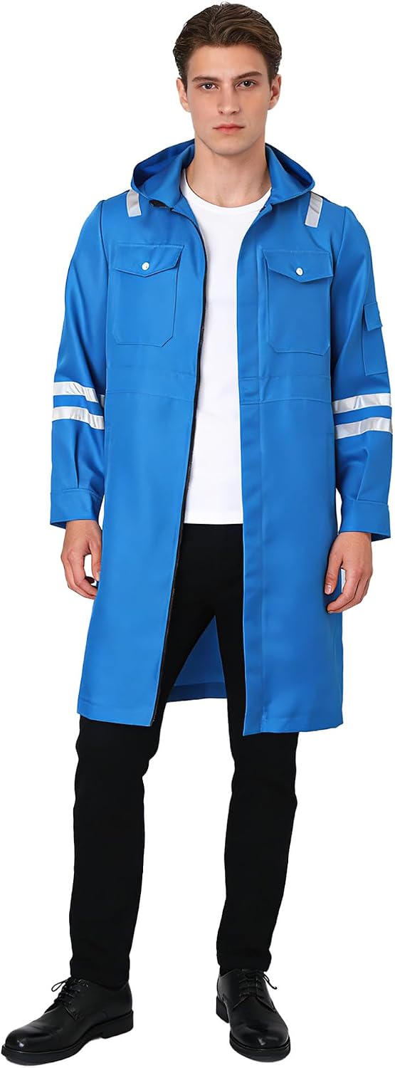 Freebily Mens Work Coat Long Sleeves Mechanic Work Shirts Jackets Multi-pocket Front Zipper Workwear