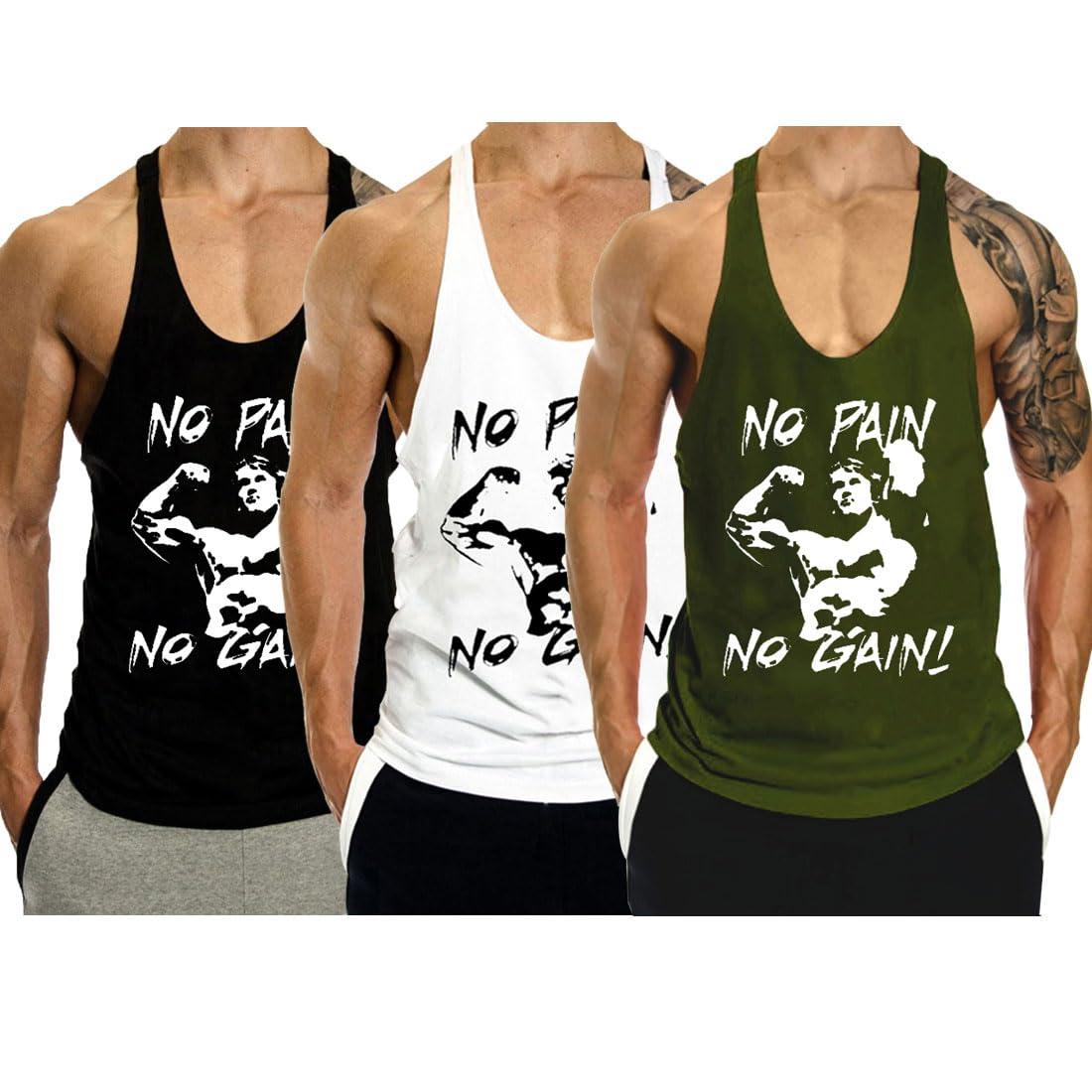 GYMLEADER Men's Tank Top Workout Gym Muscle Shirt Y Back Fitness Bodybuilding Stringer Shirt