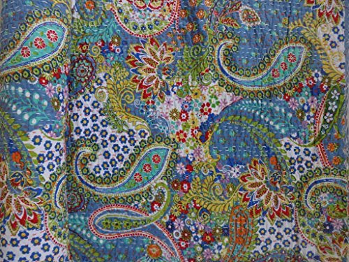 Handicrunch Handgemaakte Paisley bedrukt Kantha Quilt, Twin Size Kantha beddengoed, Indiase katoenen sprei, Boheemse Kantha gooien, bloemen beddekking door Handicrunch