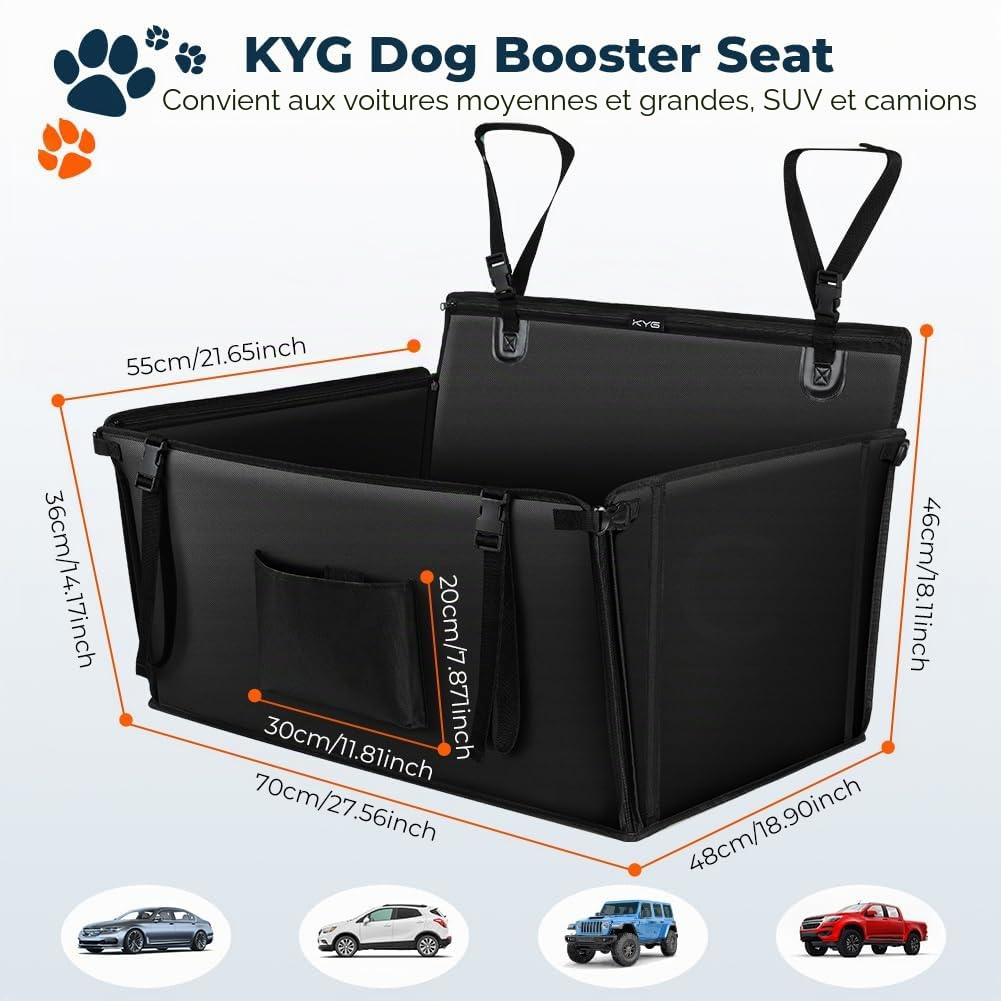 KYG Siège Auto pour Chien,Imperméable Antidérapant Panier Chien Voiture, Résistant Transport Pet Voiture, Siège Renforcé pour Chiens de Taille Moyenne et Grande