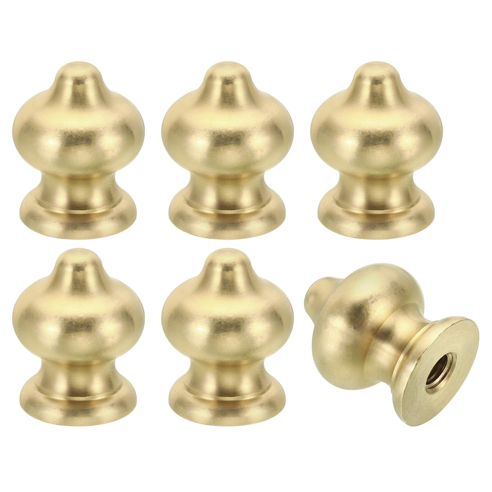 PATIKIL 1/4-27 Lamp Finial Ball Cap Knob, 6 Pack Lamp Shade Harp Top Screw Nut Decoration for Table Lamps Solid Brass