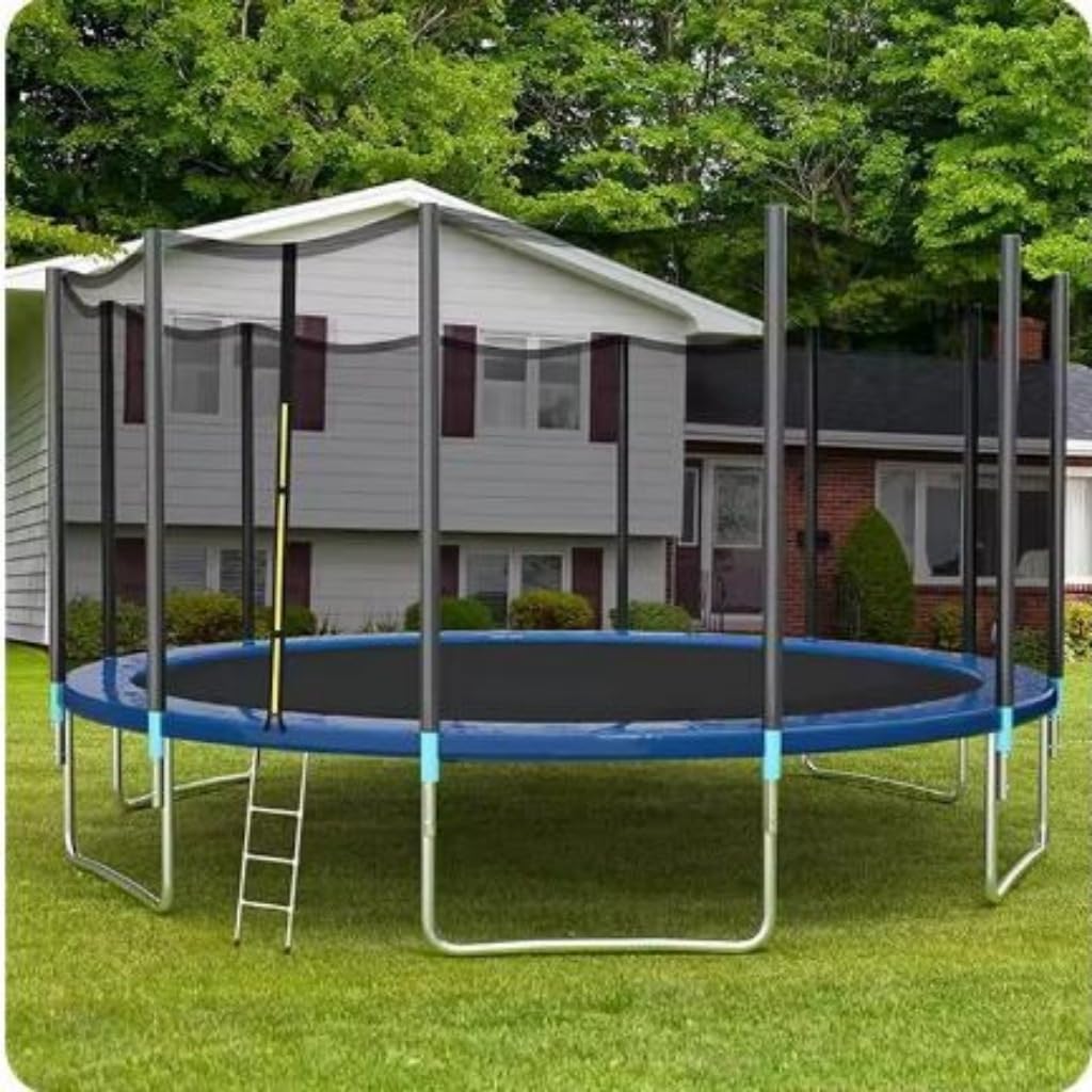 Trampoline Net Replacement for 6 Straight Poles Frame, 10ft,12ft,14ft Trampoline Safety Net with Adjustable Strap & Double Zipper