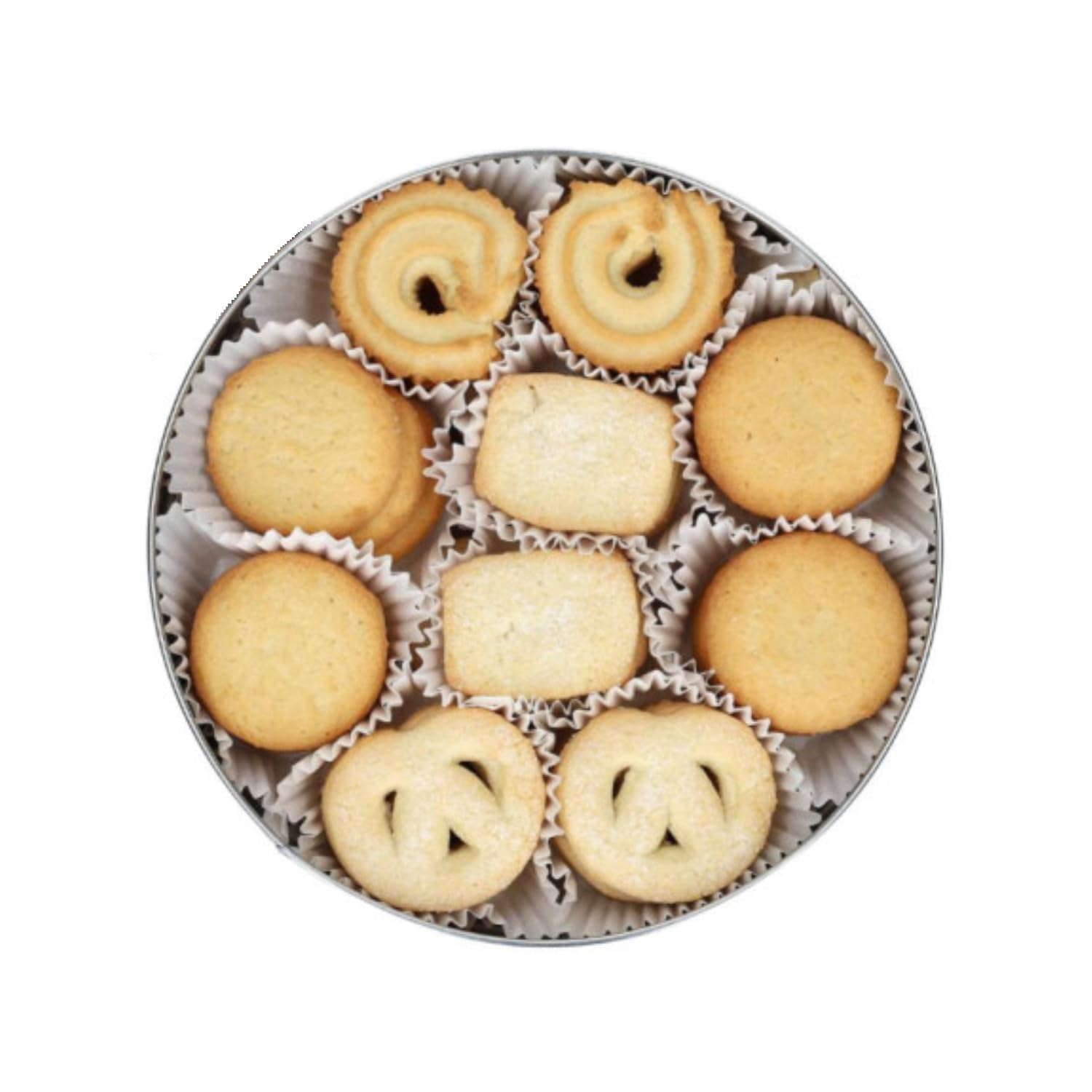 Biscotti in Latta di Metallo Tonda Jacobsens Bakery Decorata a Rilievo | Biscotti al Burro Danesi - 1 Kg | Lattine Biscotti