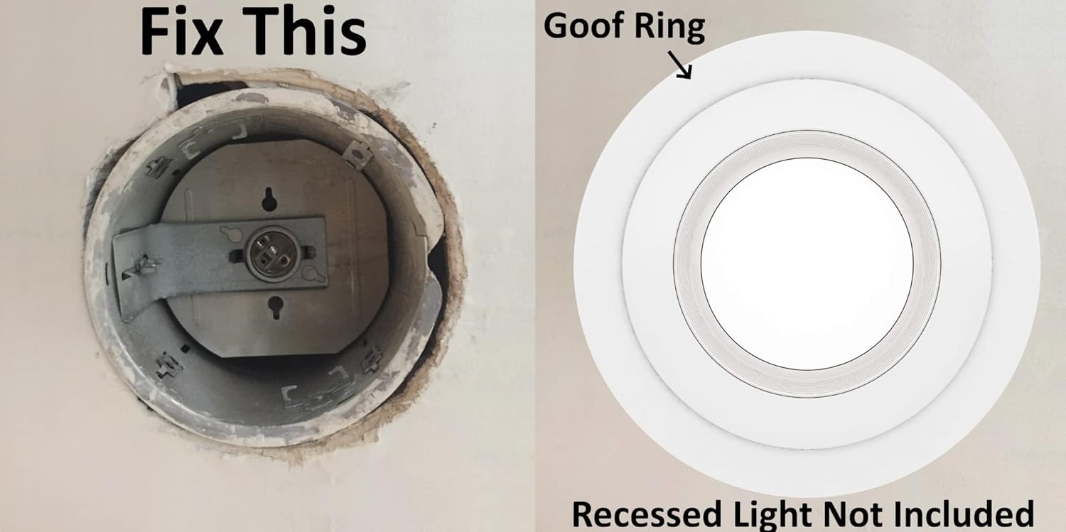 8 Pack Gloss Oversize Goof Trim Ring for Recessed Can Lighting Down Light, Outer Diameter 10 Inches, Inner Diameter 6.2 Inches