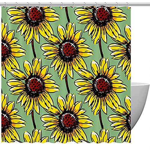 Rideau de douche tournesol vert imperméable et résistant pour enfants - 2
