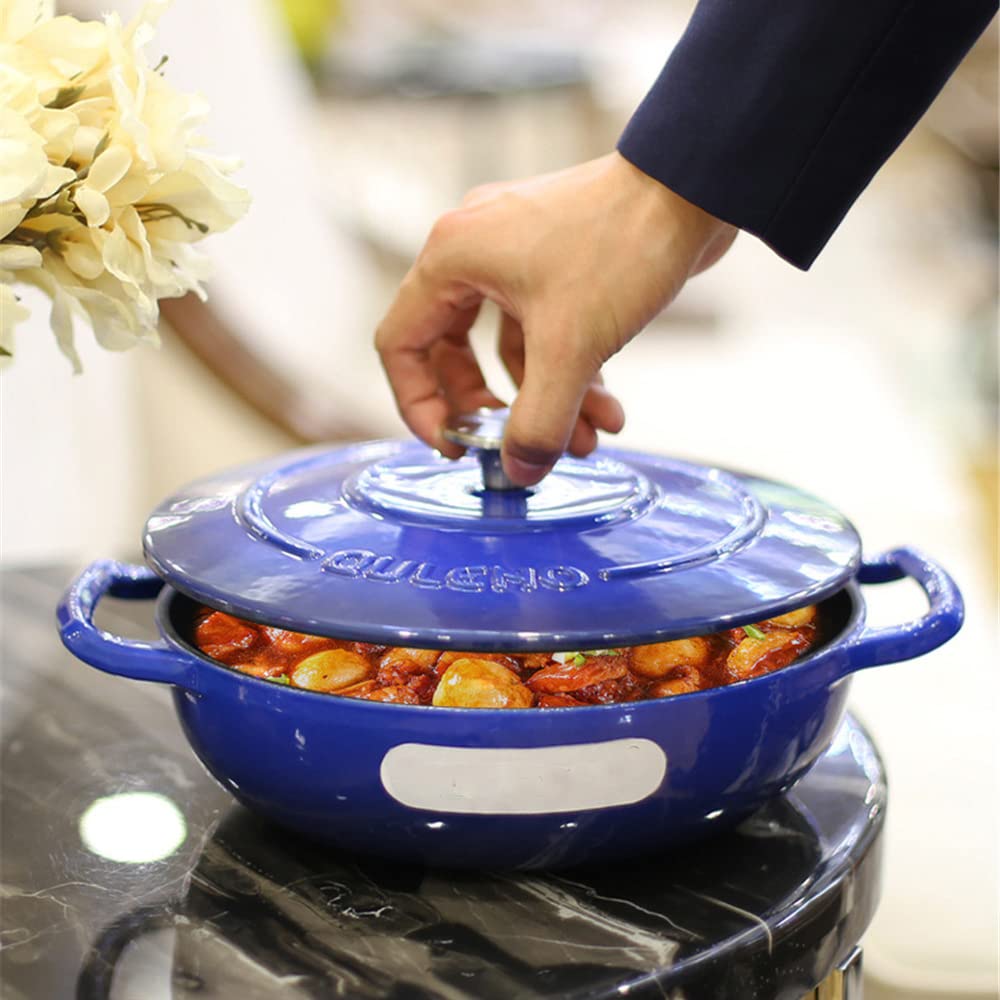Cacerola/Cocotte de Hierro Fundido, Cacerola Baja De Hierro Fundido, Cocotte con Tapa, Redonda, Ø 26 Cm, 3,3 L, para Todas Las Fuentes De Calor, Incl. Inducción