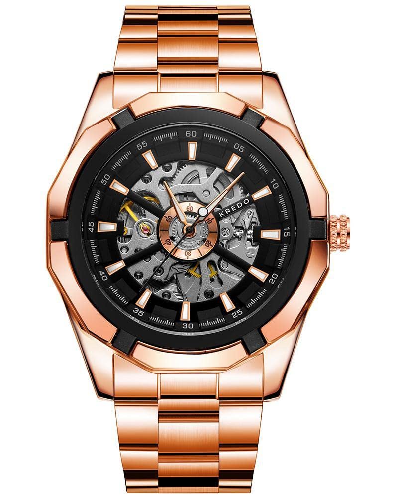 Kredo Men Performante Rose Gold Automatic Skeleton Analogue Self-Winding Watch (B09N9M6854) Amazon Price History, Amazon Price Tracker