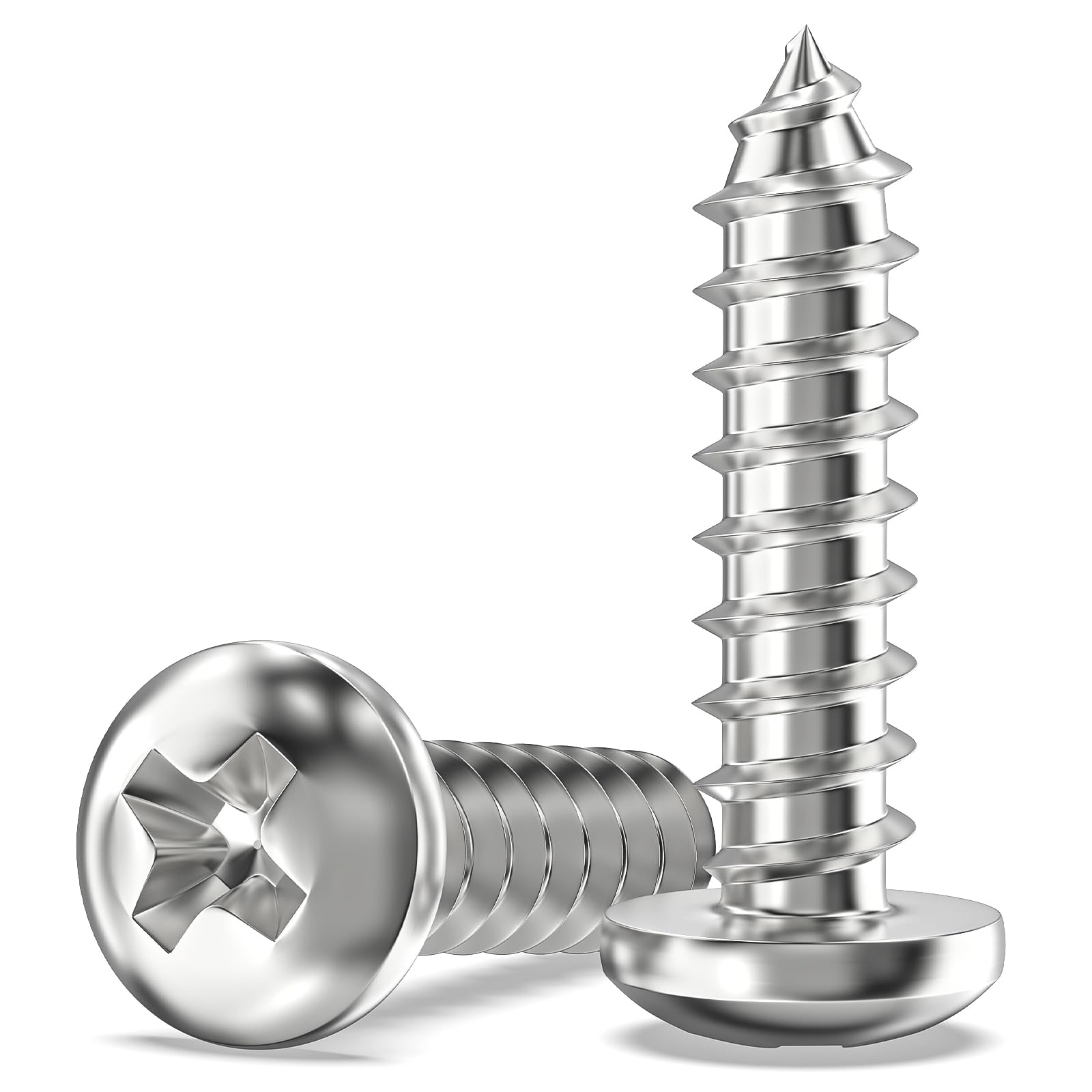 Valorada 100Pcs M5 Screws for Wood, Metal, Plastic, M5 x 20mm Button Head Self Tapping Screws, Phillips Drive, 304 Stainless Steel, Full Thread