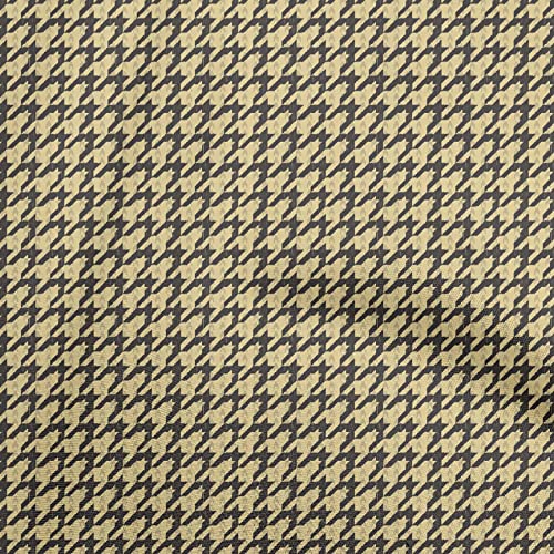 oneOone Viscose Chiffon Dark Gray Fabric Houndstooth Fabric for Sewing Printed Craft Fabric by The Yard 42 Inch Wide-4990
