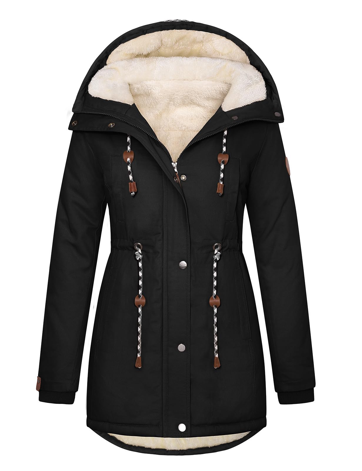 TOMEEK Damen Winterjacke Winter Warm Wintermantel Damen Lang Winterparka mit Teddyfell Gefüttert Kapuzenmantel Mantel Parka Damen-Mäntel Jacke Fleecemantel Skijacke
