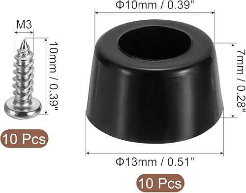 Miniatura 2 de uxcell 10 pies de goma para parachoques, almohadillas redondas de 0.28 pulgadas de alto x 0.51 pulgadas de ancho con arandela de acero inoxidable y