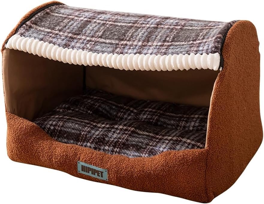 Niche for chien et chat lavable, panier peluche chaud et confortable, couchage d'intérieur S