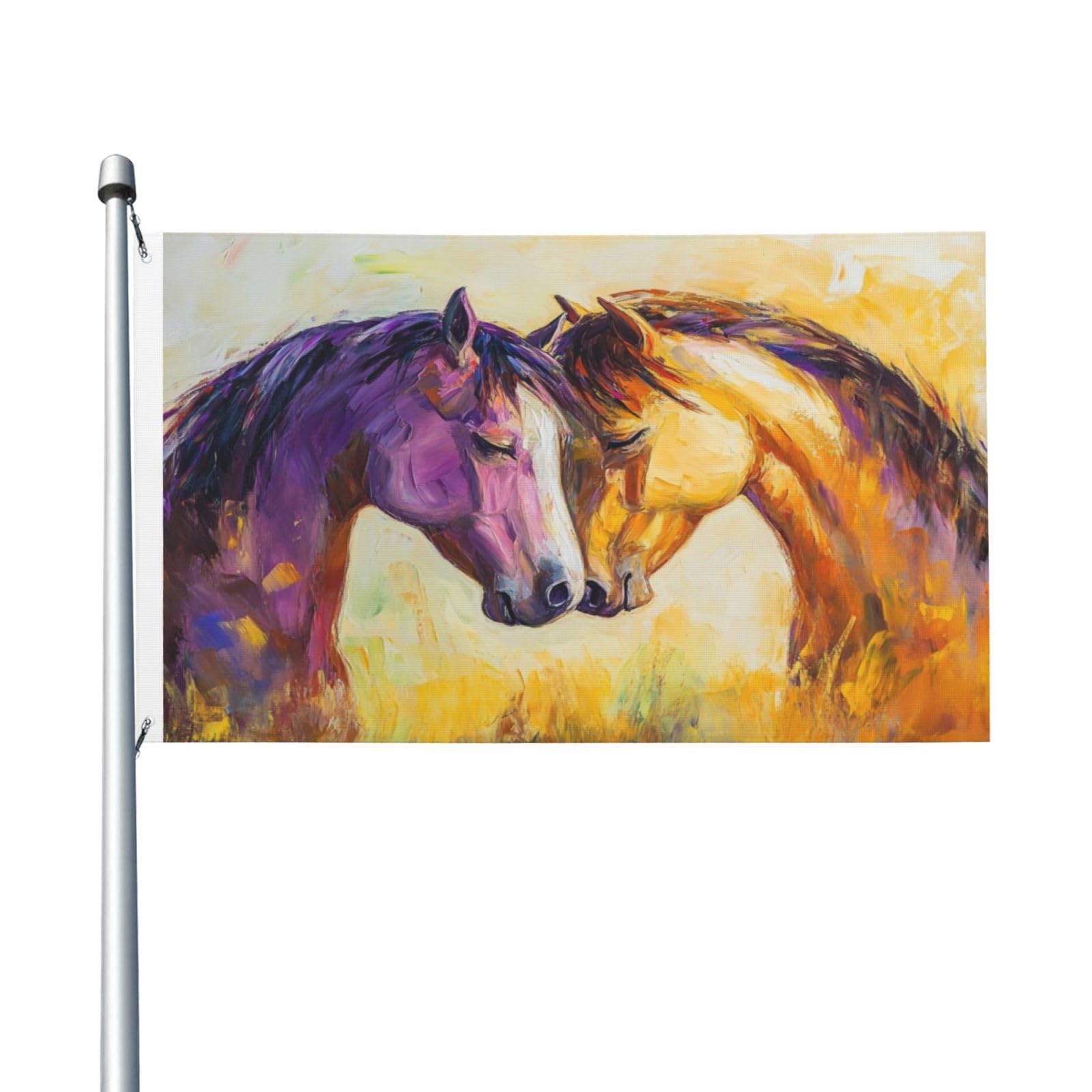 Beautiful Horses In Love Yard House Flags,3x5 Ft Season Greeting Banner With Grommets Indoor Outdoor Party Home Decorations