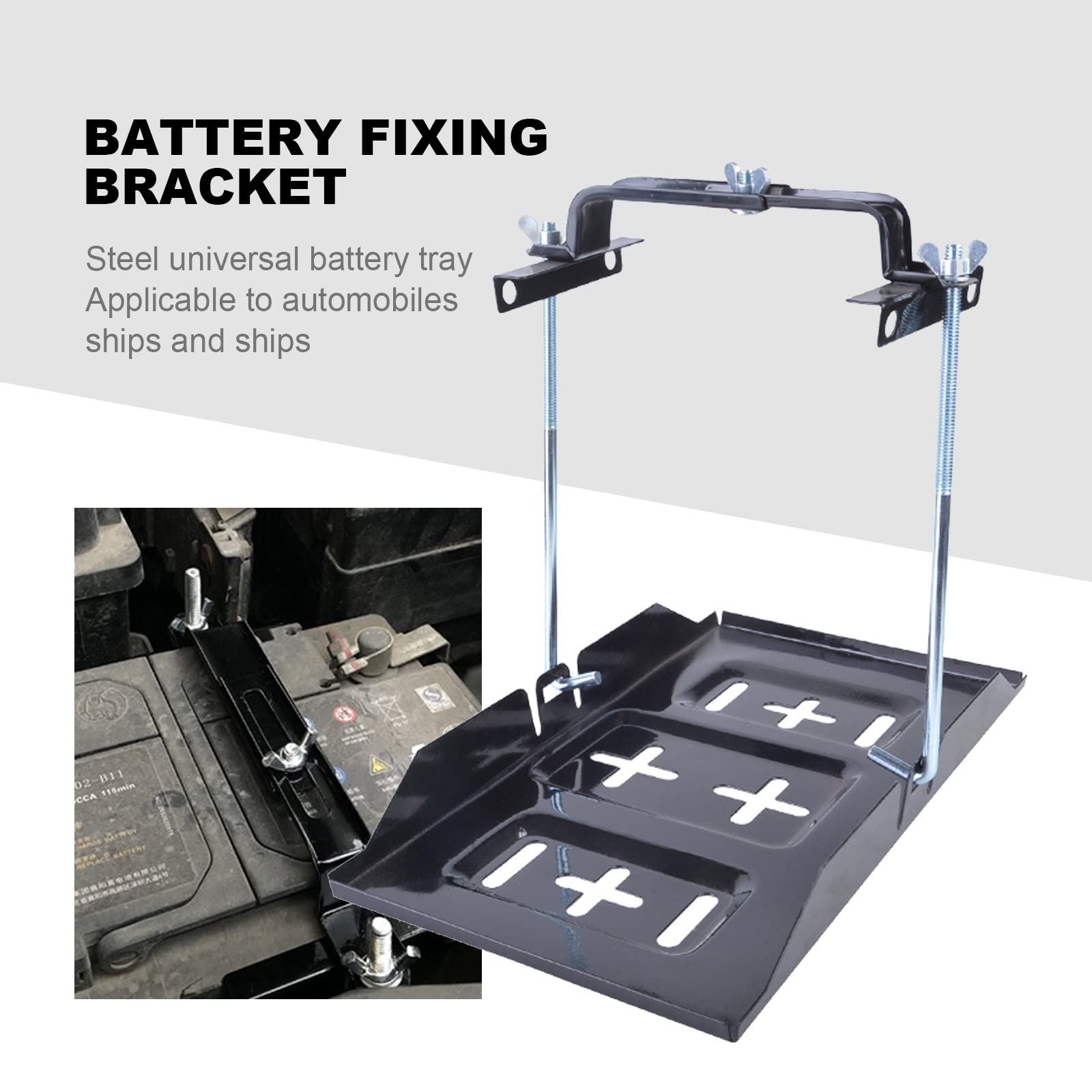 Bandeja De Batería Coche Universal Metal Con Abrazadera Ajustable