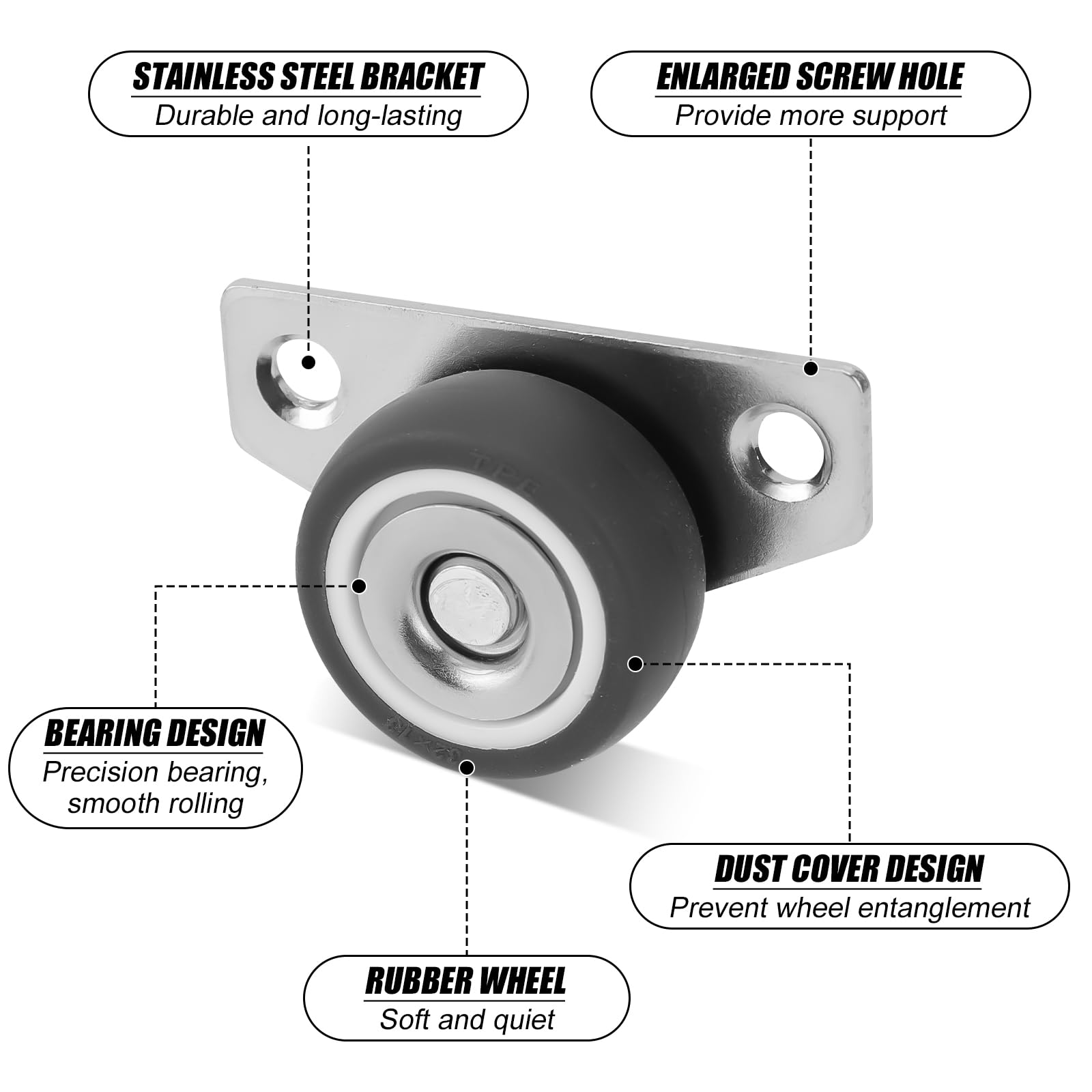 Set of 4 Side Mount Casters - Image 4