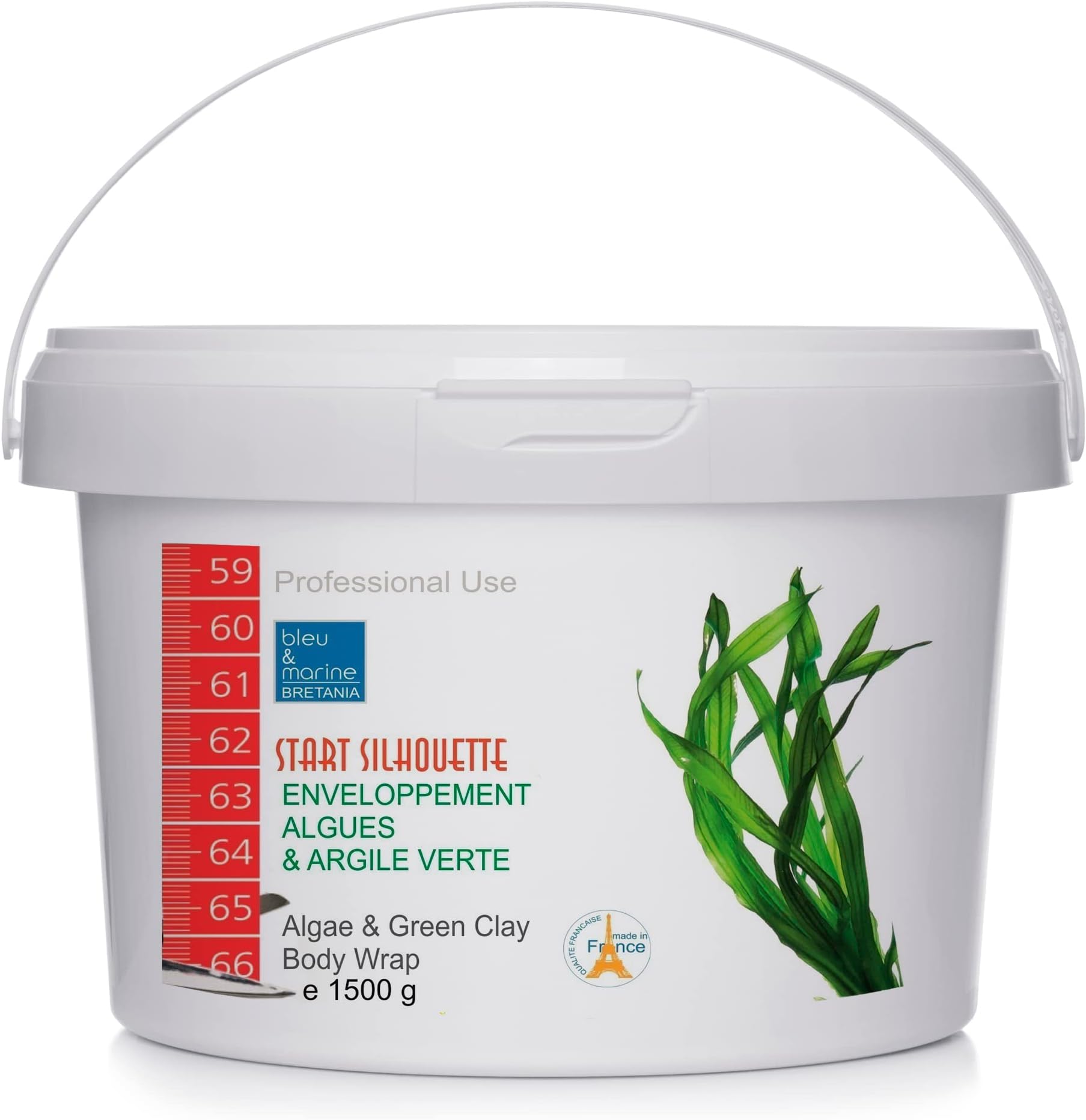 Inch-Loss Green French Clay & Seaweed Wrap - Bucket 1500 G ● Powder Body Mud Detox, Slimming And Anticellulite Tummy Waist In Spa Professional Treatment