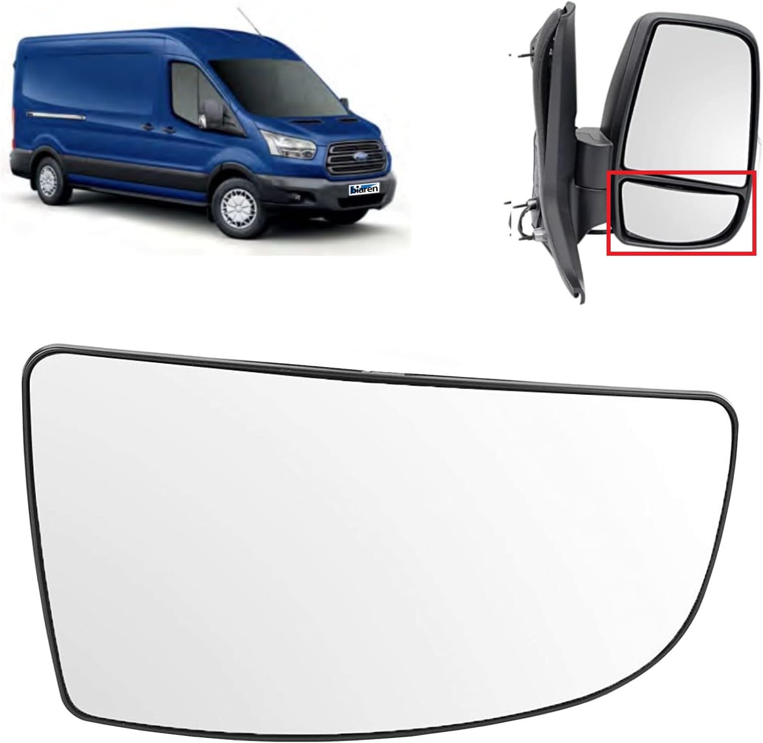 Wing Mirror Lower Glass Right Driver Side For Ford Transit Mk8 2014 Onwards 1855102 BK3117A700AB Wing Mirror Glass + Back Plate