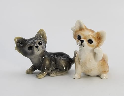 Miniatura 8 de Juego de salero y pimentero de cerámica de porcelana fina para perros Chihuahua, 3-12 pulgadas de largo