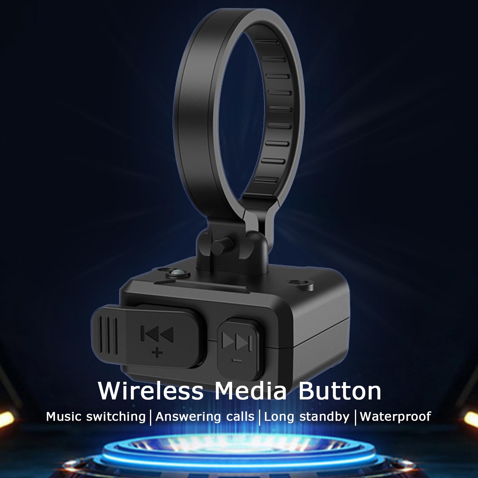 Pulsante multimediale Bluetooth wireless IPX6 Telecomando impermeabile per manubrio della bici del motociclo Supporto per manubrio Siri Voice Assistant Telecomando wireless ricaricabile per iPhone