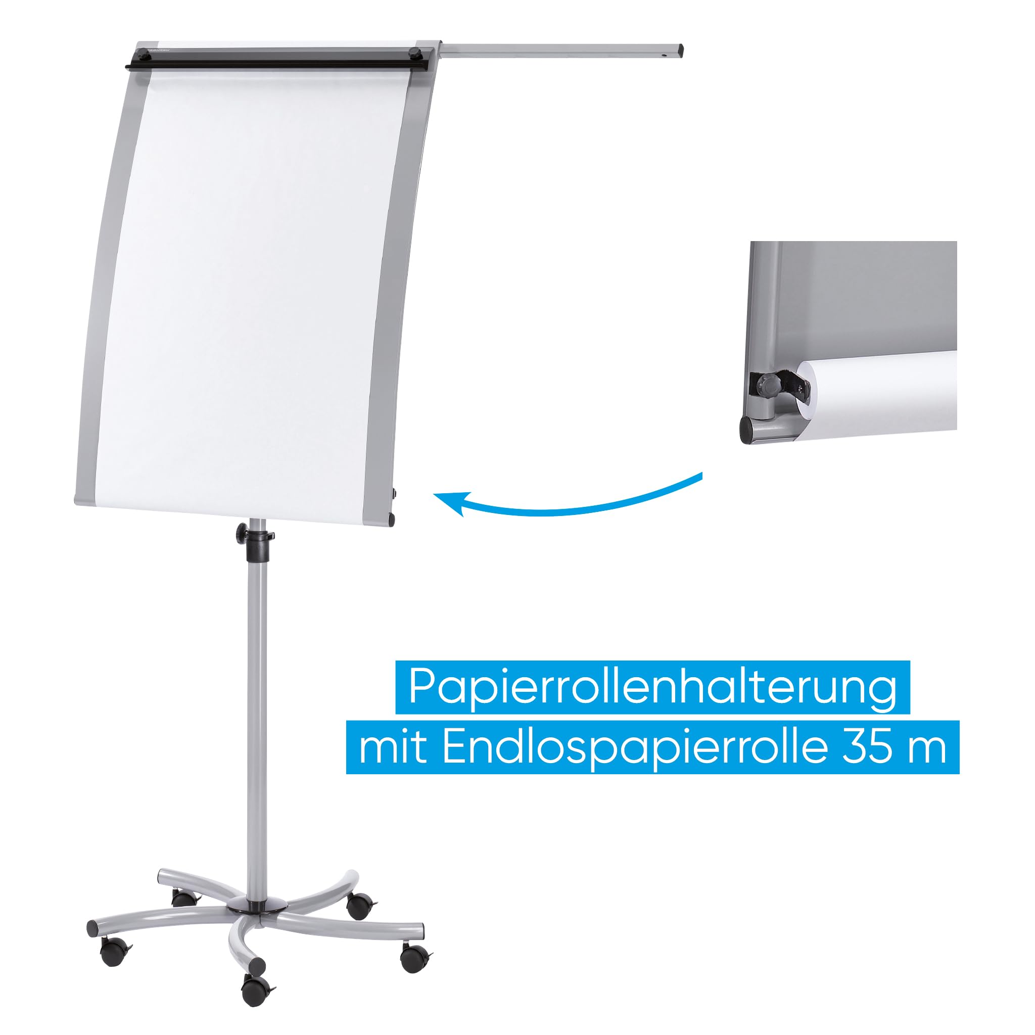 Franken EuroLine F2016 - Lavagna portablocco mobile, diametro 70 cm, 21,5 kg, 70 x 103 cm, colore: argento