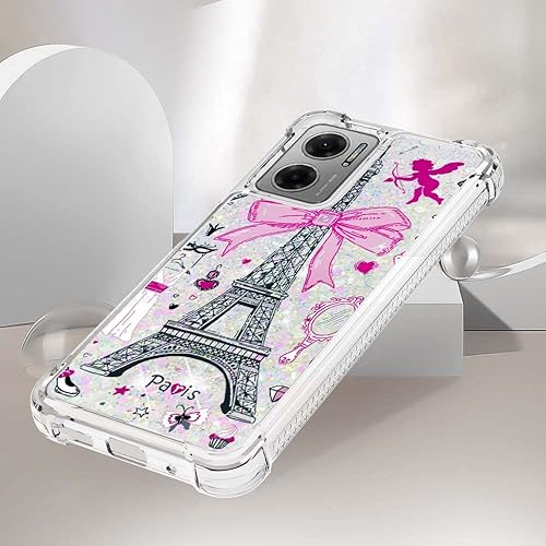 Miniatura 4 de Funda para Xiaomi Poco M4 5G, funda para Redmi 10 5G 2022, Crystal Bling Quicksand Effect TPU Bumper Case con cuatro esquinas cubierta de protección