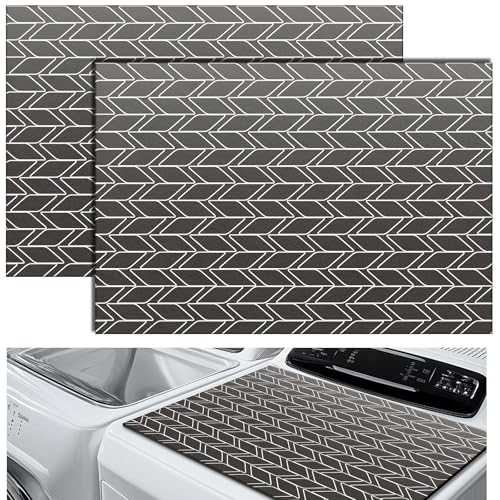 Image of Teenyyou 2 Pcs 26 inch x 18 inch Dryer Top Protector Mat, Washer and Dryer Topper, Non Slip Waterproof Machine Cover Dust Proof Quick Drying Topper Pad for Laundry and Kitchen (Classical)