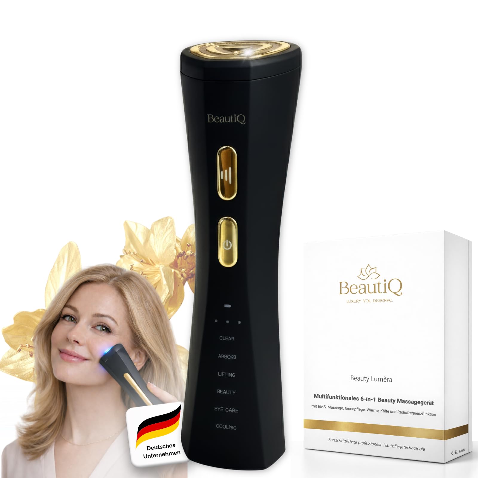 Beauty Lumèra PRO Anti-Aging & RF Gerät | Lichttherapie | 6 Funktionen in 1 Tool - Cleaning, Lifting, Beauty, Pflege, Eye-Care, Kühlung- für schöne und junge Haut | Faltenreduktion Gesicht, Dekolleté