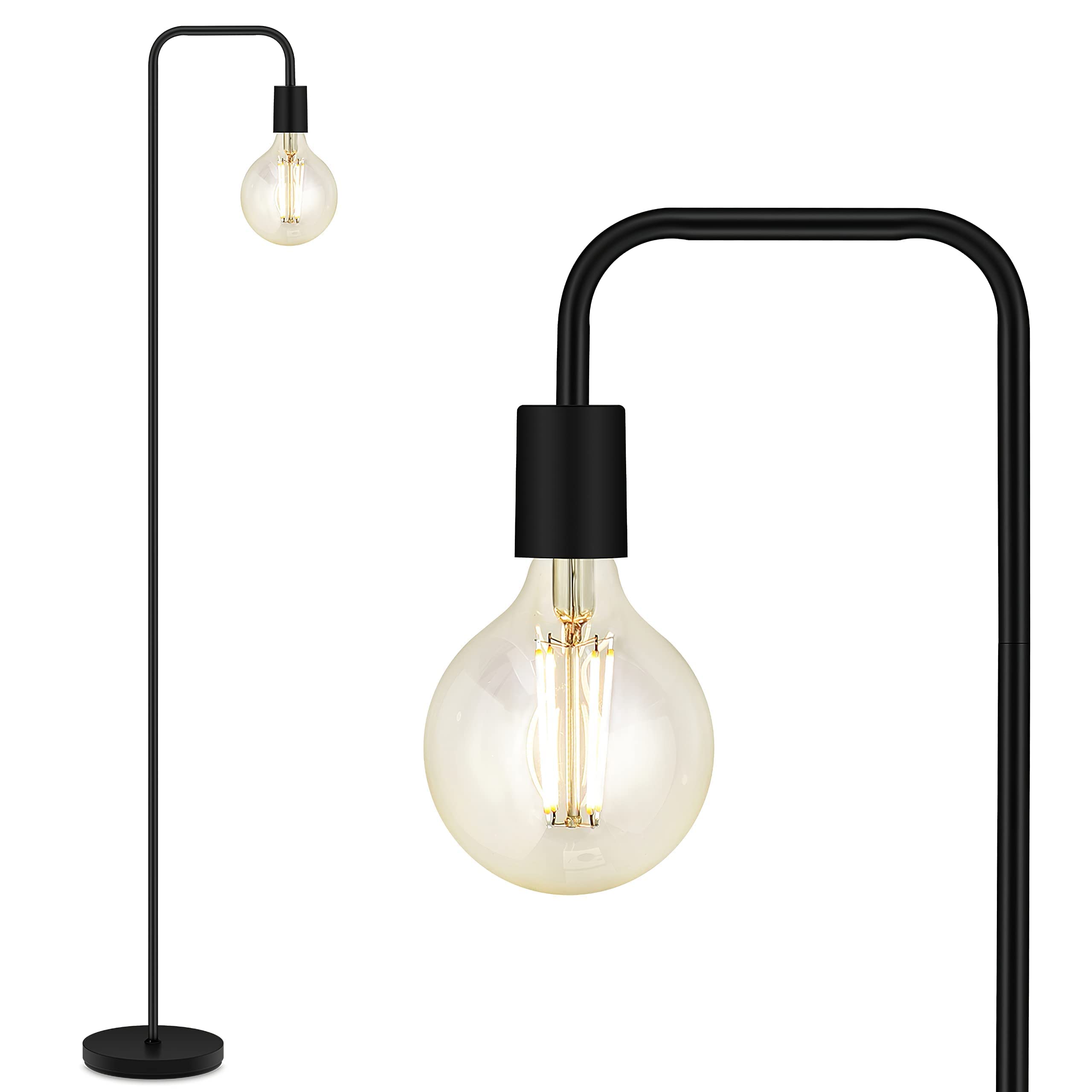 Lampa stojąca w stylu industrialnym, 63'' wysokości, nowoczesna, czarna, metalowa lampa stojąca z gniazdem E26 i przełącznikiem nożnym, minimalistyczna lampa podłogowa w stylu vintage do salonu, syp