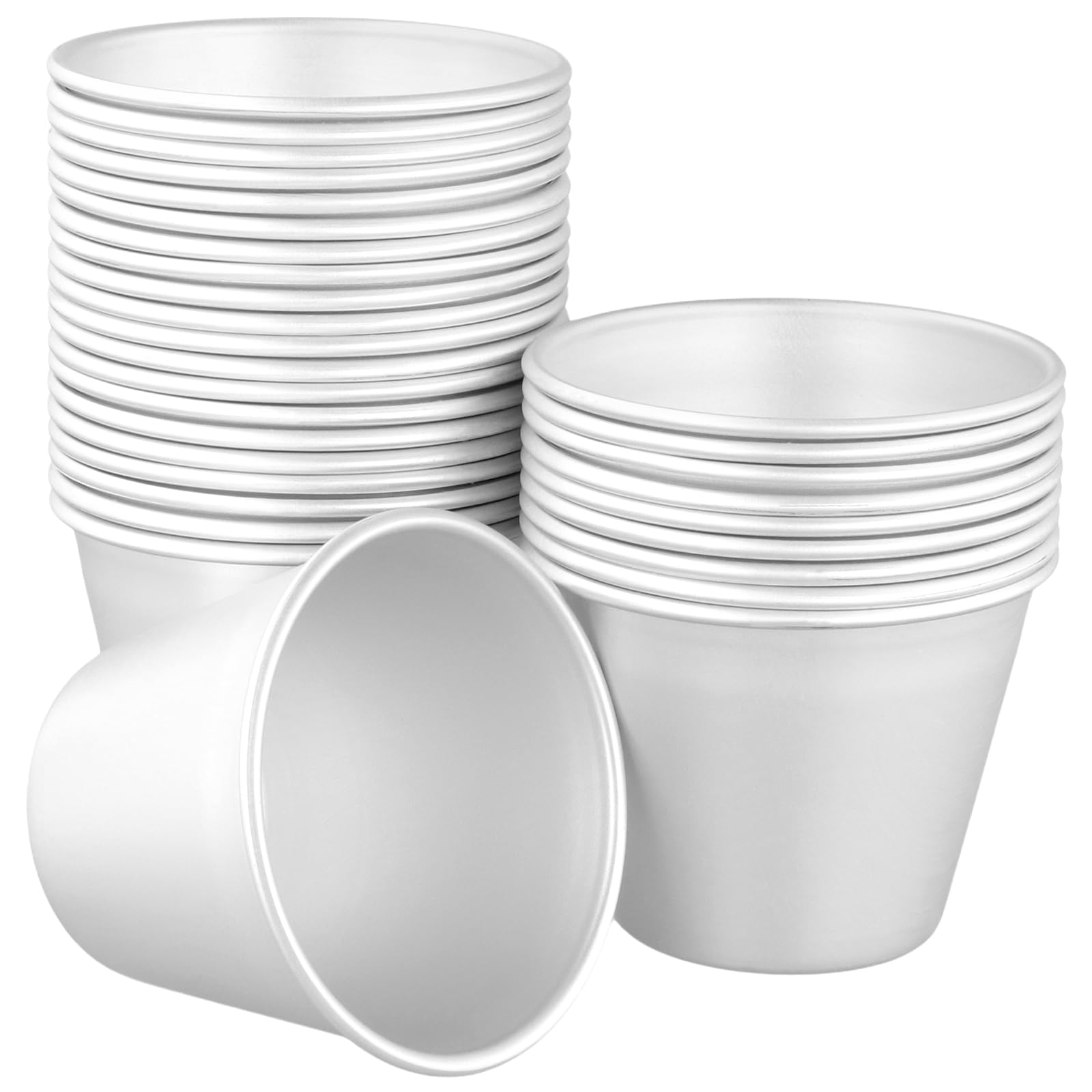 TAICHEUT 30 PCS Pudding Moulds, 140ml Nonstick Panna Cotta Tin Baking Cups, Mini Aluminum Dariole Moulds for Desserts Puddings, Cakes