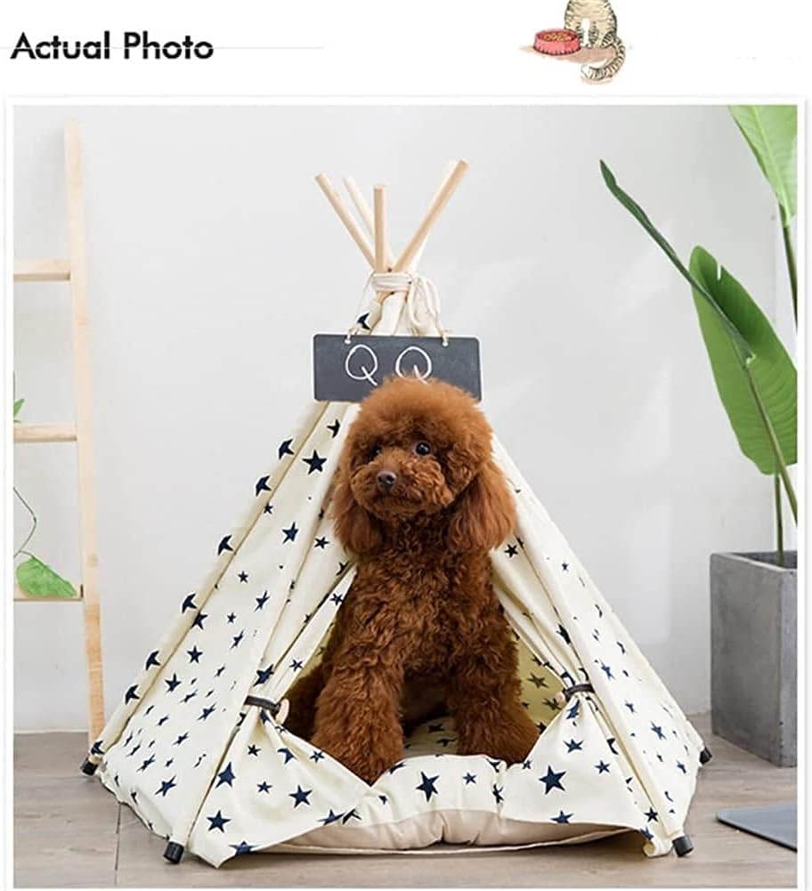 Portable Teepee Pet Tent House Cats Bed Thick Cushion Available for Dog Puppy Excursion Outdoor Indoor (Size : Large) (Medium)