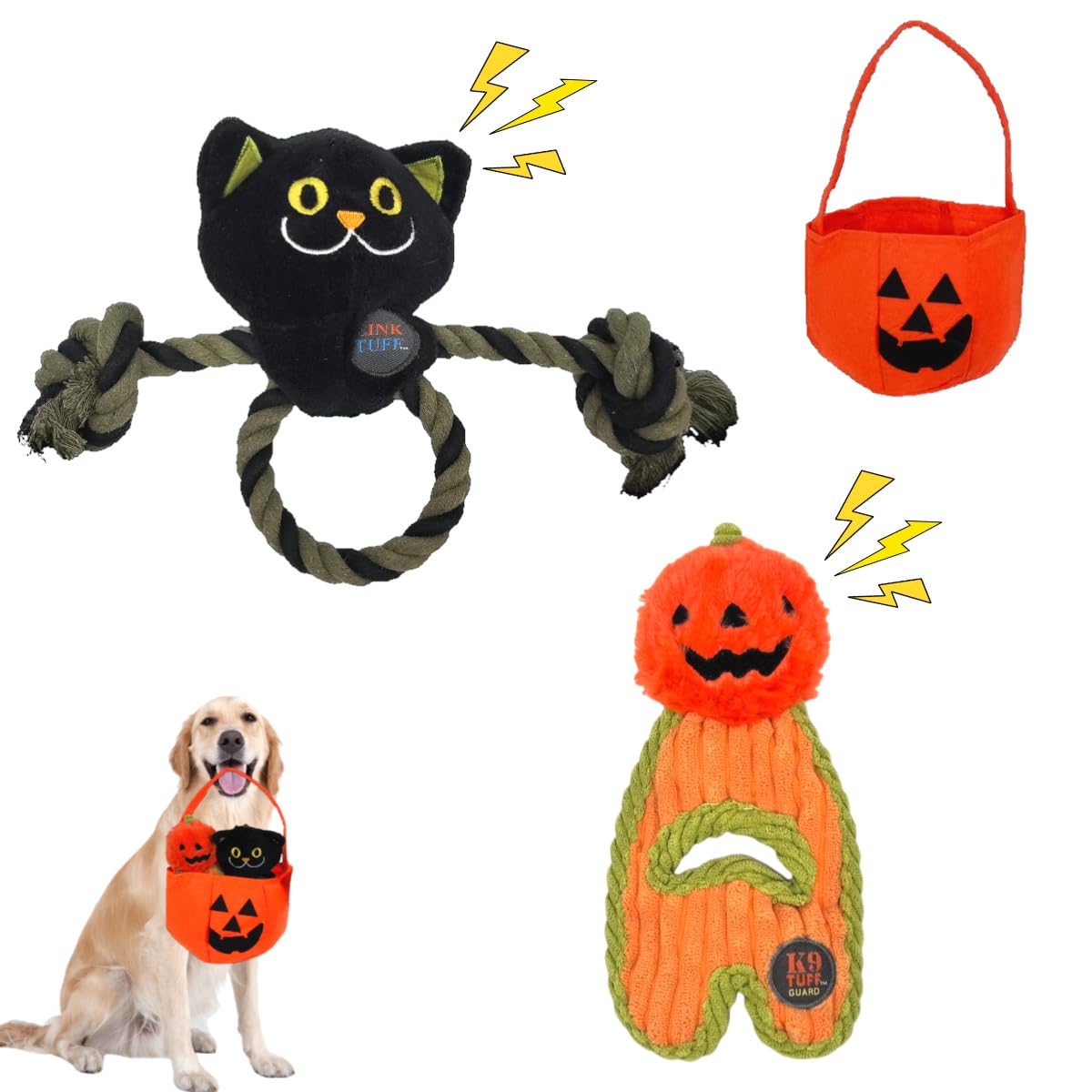 KOOLTAIL Halloween Hundespielzeug - Plüsch Kauspielzeug Mit Quietscher & Knisterpapier