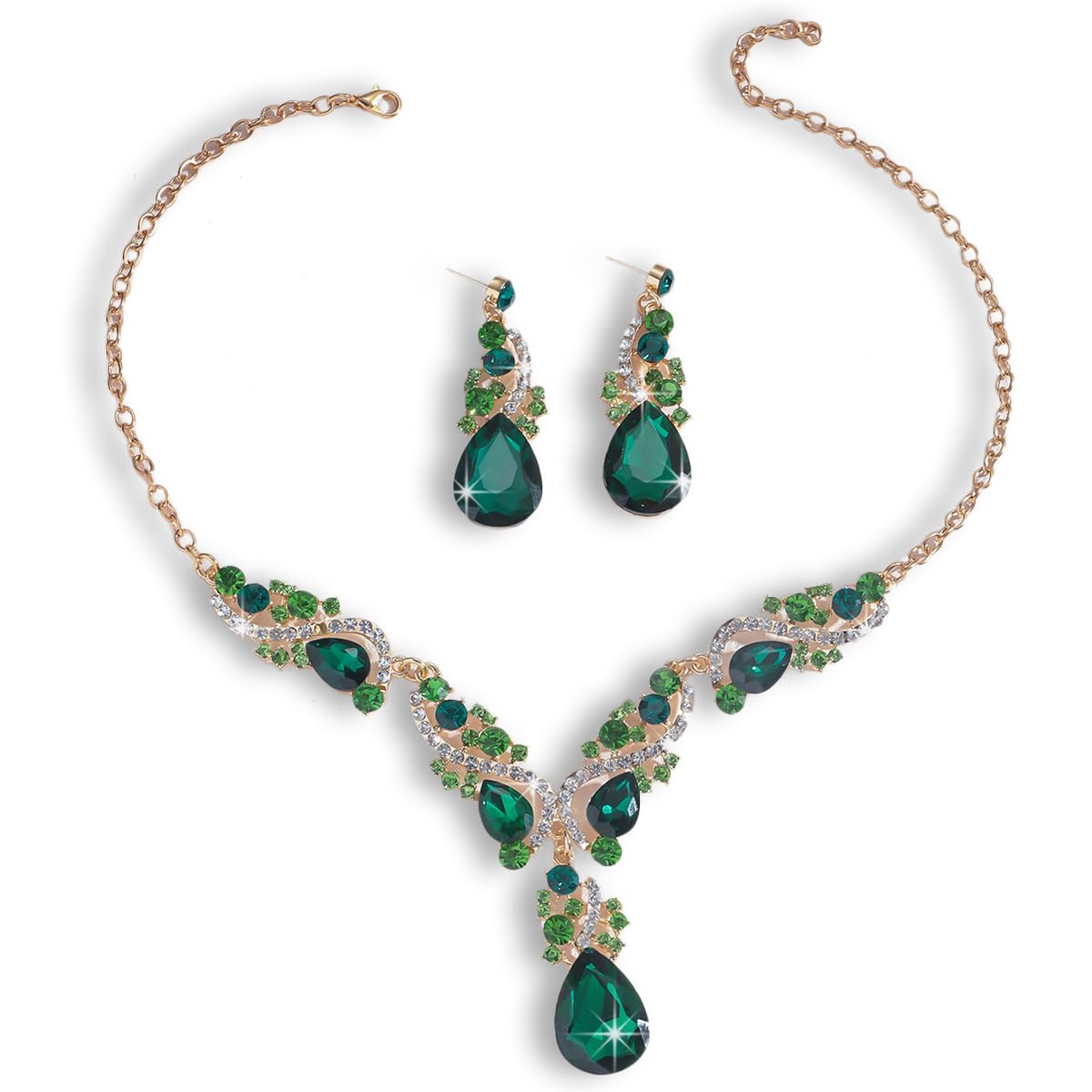 Shining Diva Fashion Latest Stylish Design Fancy Crystal Necklace Jewellery Set for Women | Trendy Celebrity Inspired Jewellery