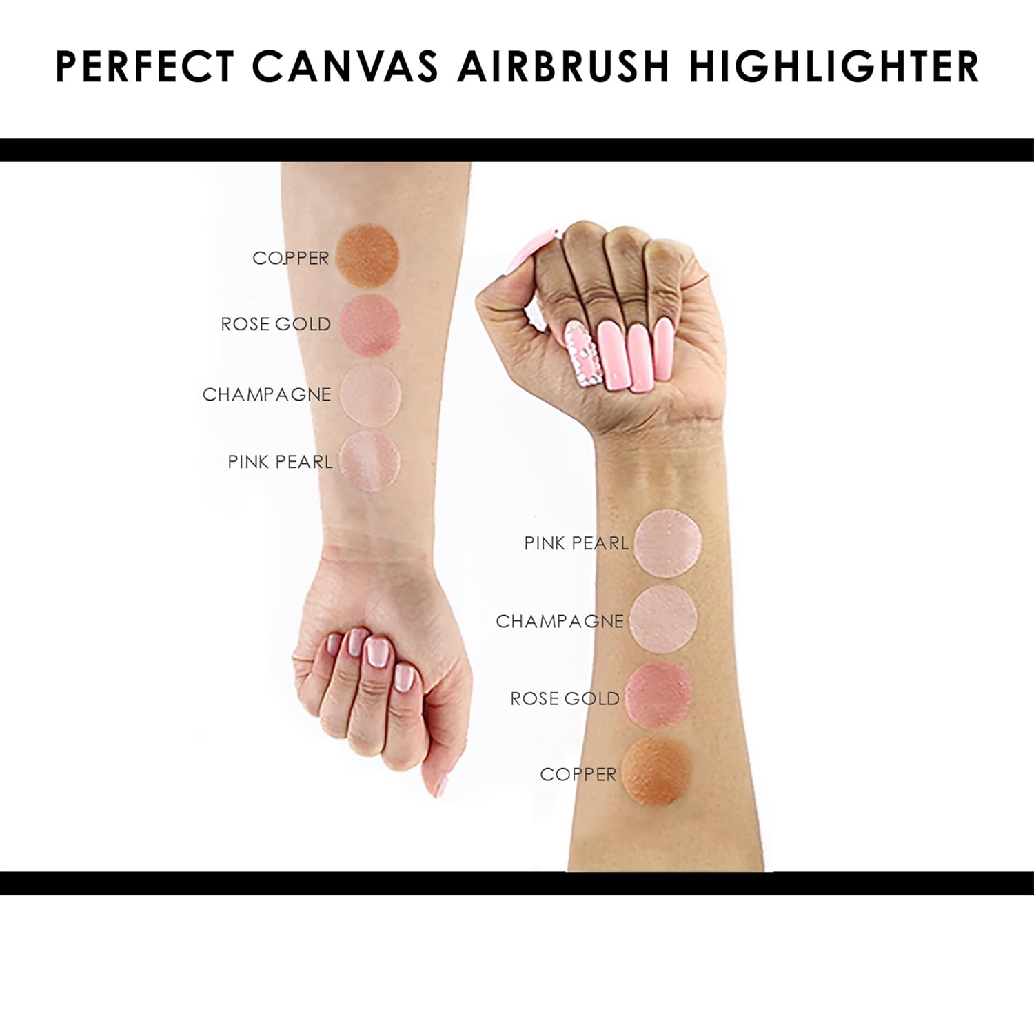 TEMPTU Perfect Canvas Airbrush Blush & Highlighter Starter Set: Long-Wear Makeup, Buildable Formula for All Skin Types | Includes 4 Blushes & 4 Highlighters