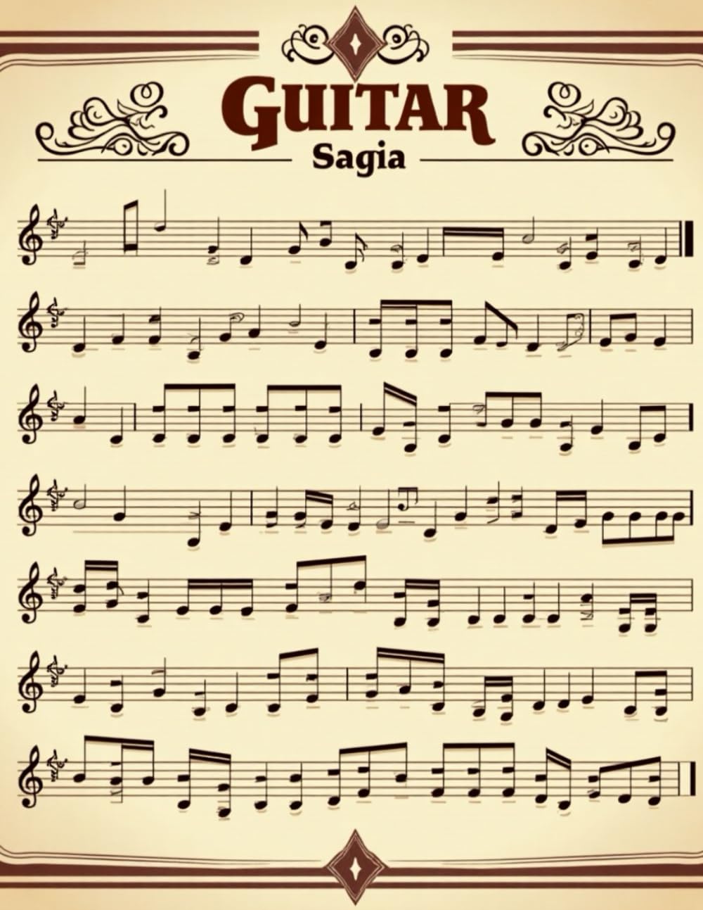 Guitar Tab cahier de musique originale pour composition guitare durable