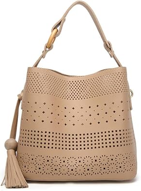 Women Soft Synthetic PU Leather Hollow Shoulder Messenger Crossbody Tassel Handbag Lady Tote Satchel Hobo