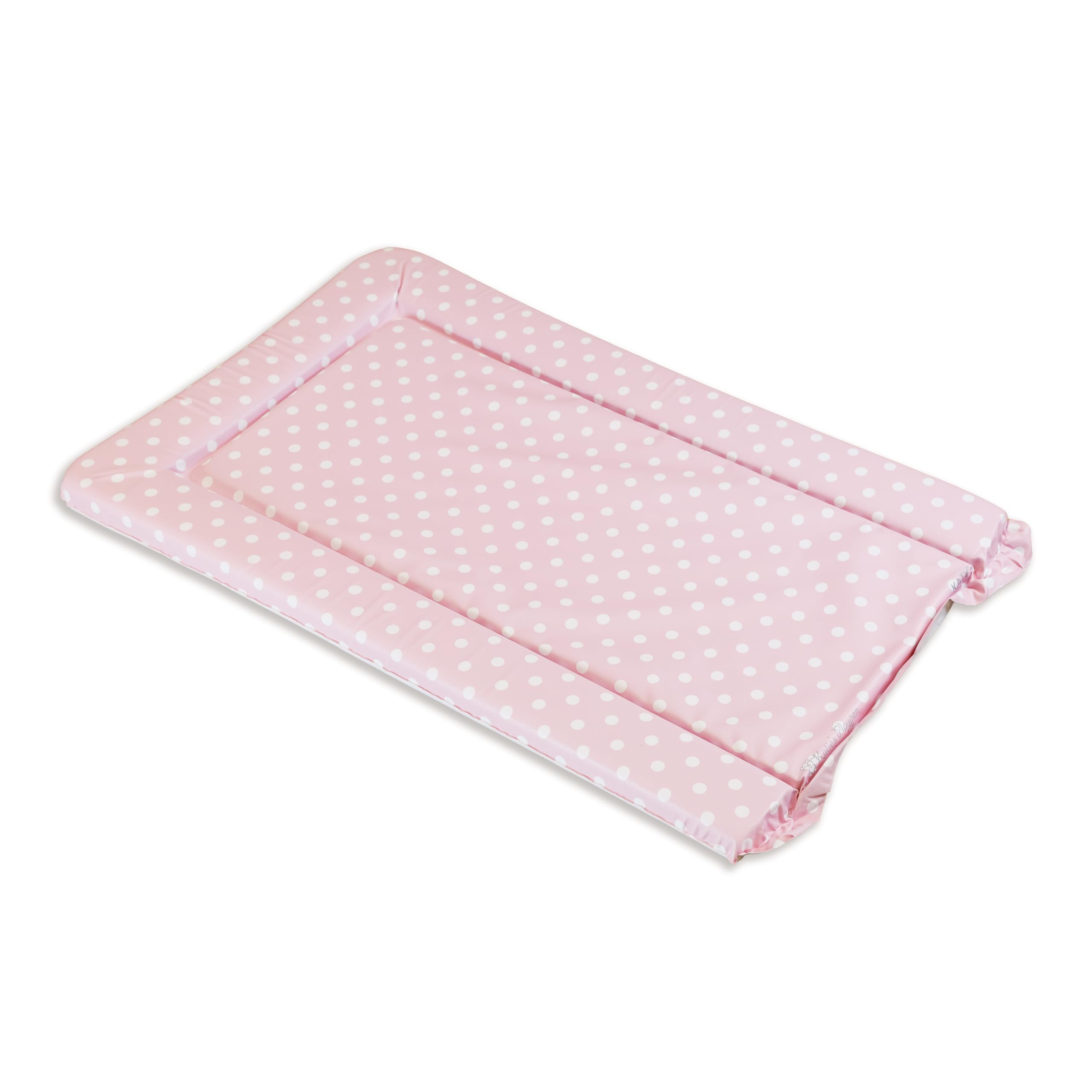 KATY Deluxe Baby Girls - Cambiador impermeable con bordes elevados, diseño de lunares blancos