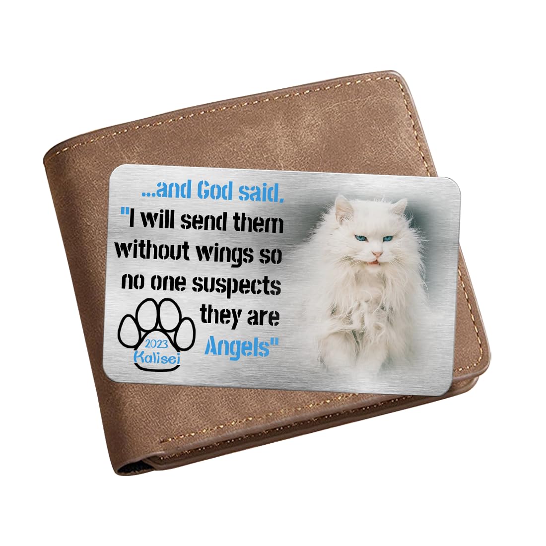 NOONATIVE I Will Send Them Without Wings So No One Suspects They are Angels Wallet Card,Personalized Custom Memorial Wallet Card with Photo Name Date,Sympathy Gift for Pet Owners Pet Lovers