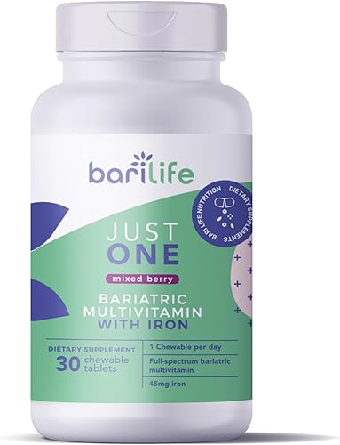 Bari Life Solo un multivitamínico bariátrico masticable, una vez al día y hierro