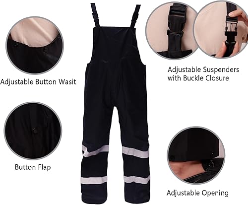 Miniatura 4 de RainRider Trajes de lluvia para hombres y mujeres, impermeable, chaqueta de lluvia de pesca, pantalones con peto, ligeros, reflectantes, equipo de