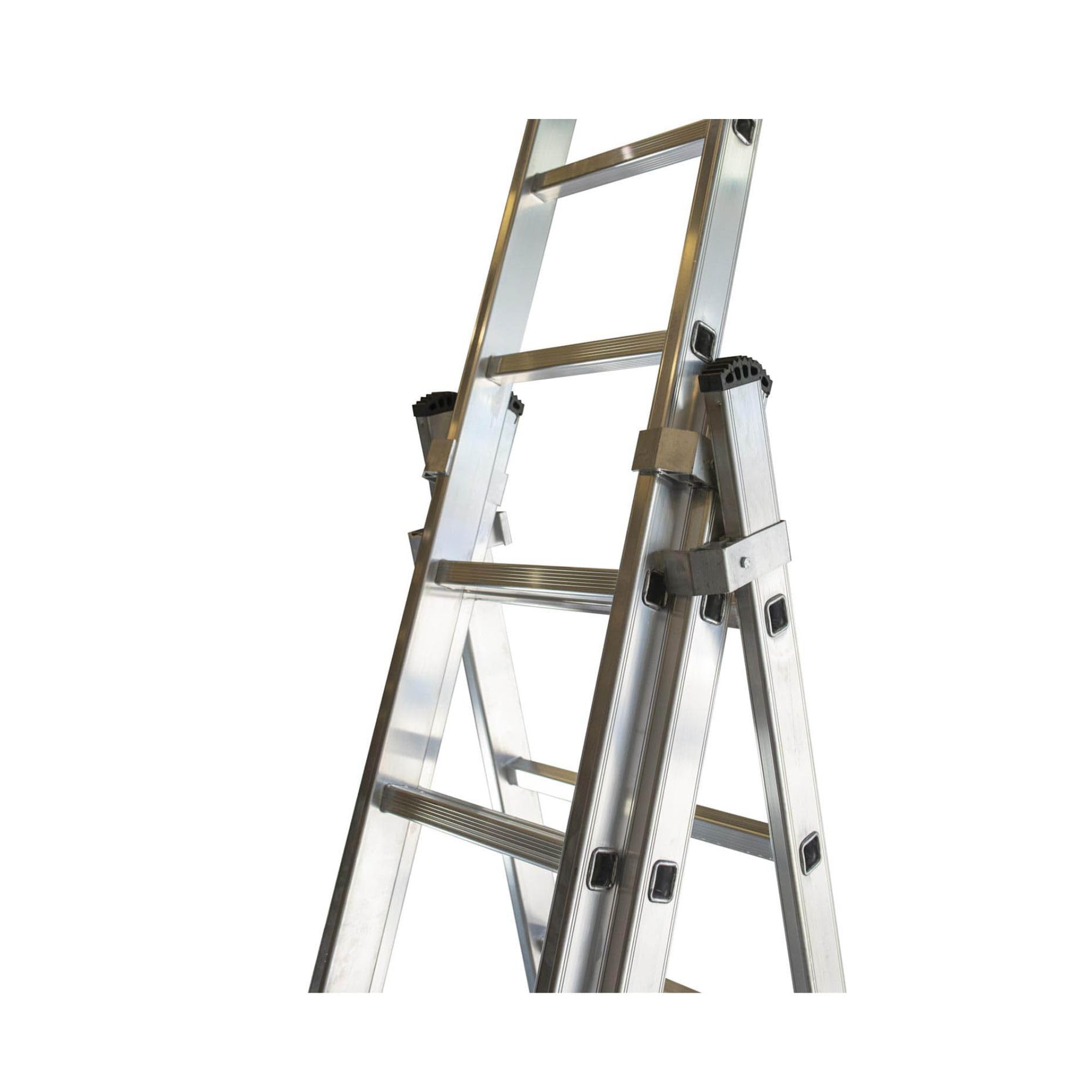Homelux Escalera Triple Profesional de Aluminio 3x19 Peldaños Extensible Multiposición