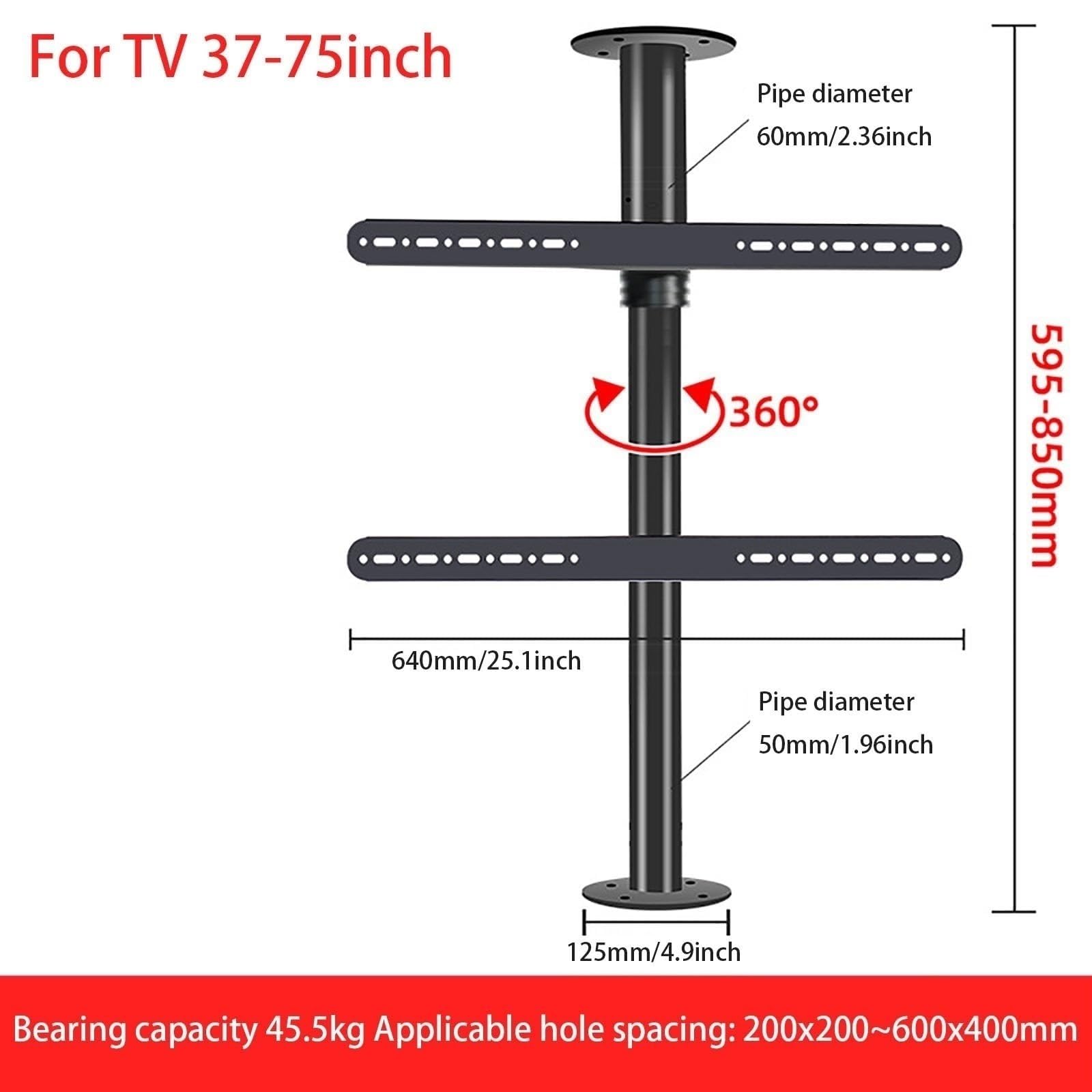 Supporto Tv Girevole Con Inclinazione E Rotazione A Movimento Completo - Telaio Girevole Per Tv Lcd A 360 Gradi, Supporto Da Pavimento Con Telaio Girevole, Base Girevole Per Mobile Tv, Staffa Da Pare