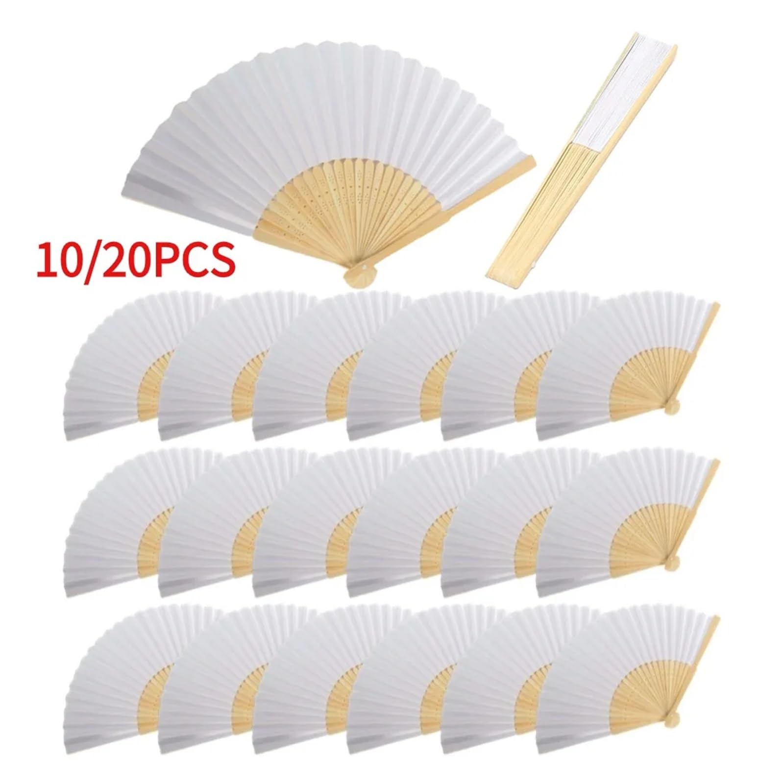 Papierfächer DIY Blanko Weiß Faltpapier Fächer Hochzeitsgeschenk Hand Praxis Kalligraphie Zeichnung Malerei Dekoration | 20PCS