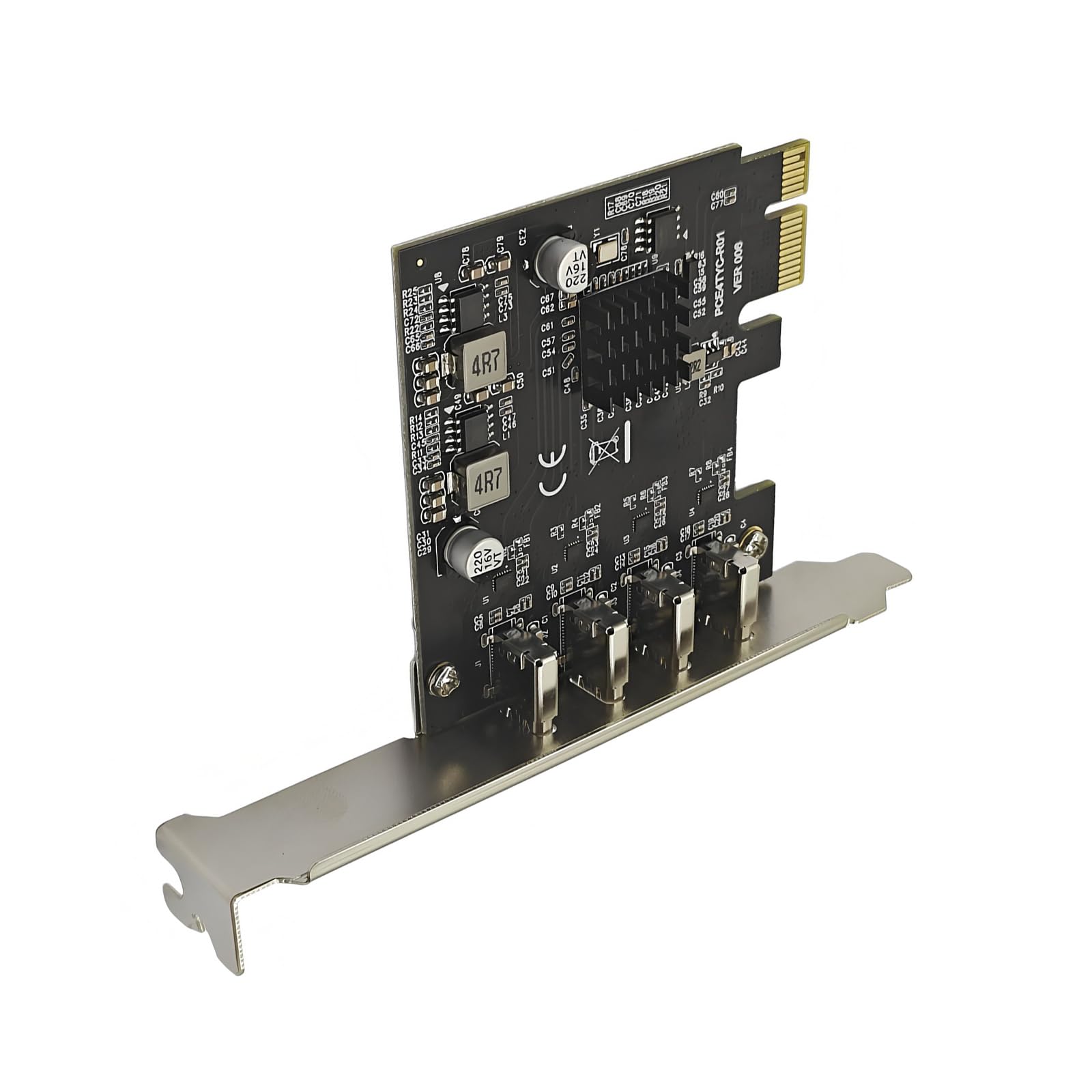 Ljmyy 4 Port USB C PCIE 1X Expansion Card With 5Gbps Data Transfer Speed For Desktop Computers